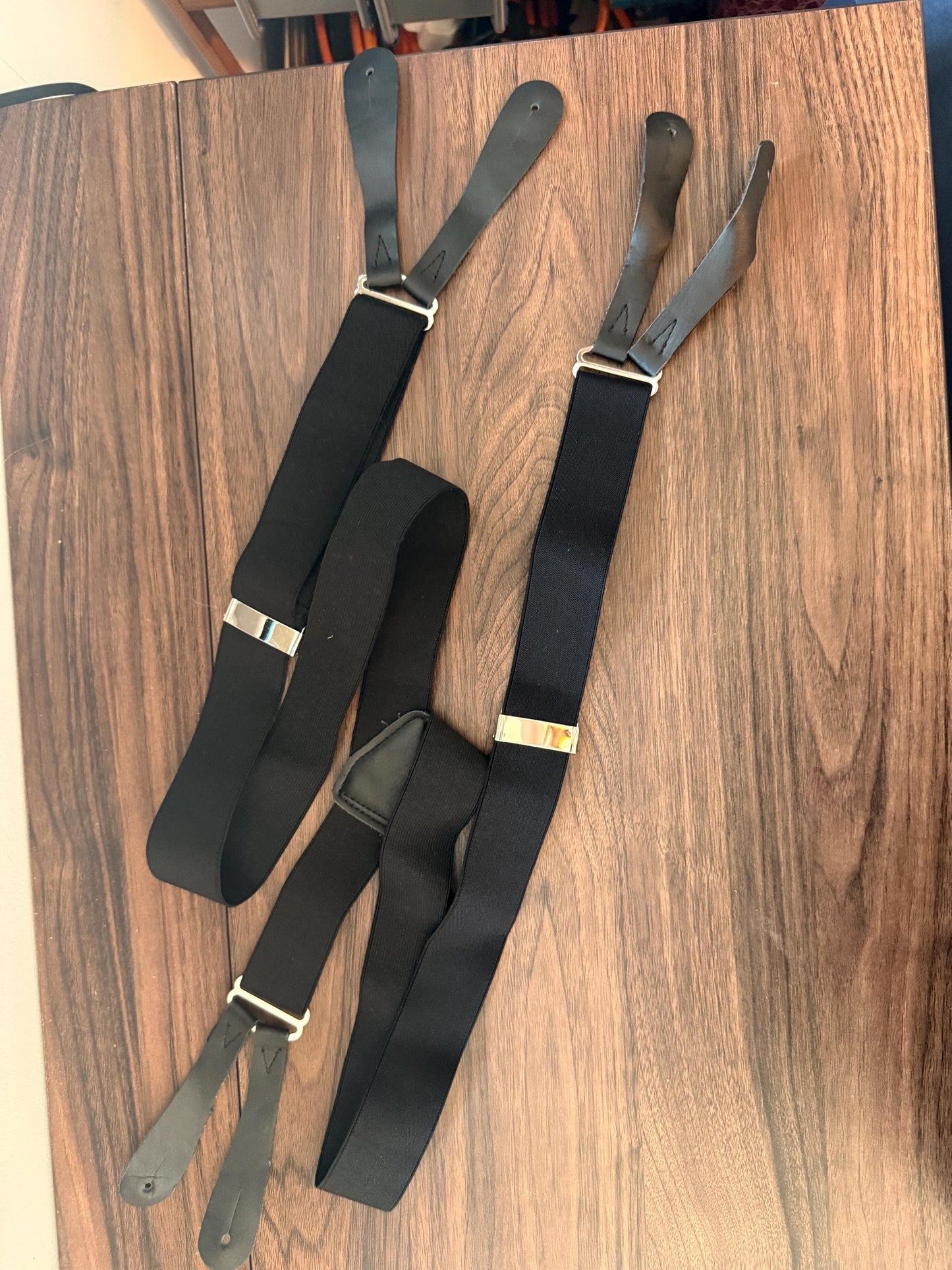 Vintage 1950s 60s Men's Black Button Braces – Leather End Formal Trouser Suspenders