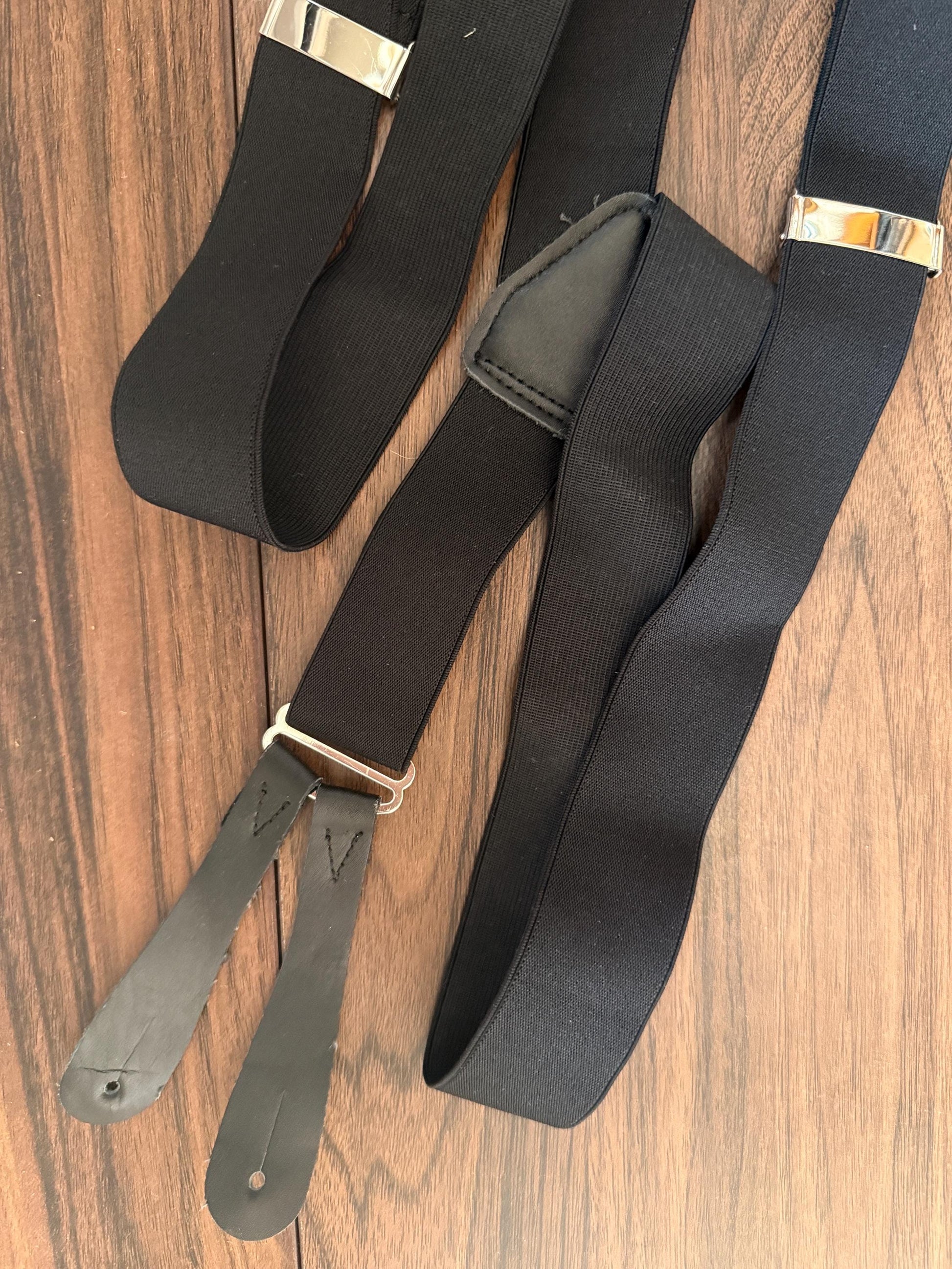 Vintage 1950s 60s Men's Black Button Braces – Leather End Formal Trouser Suspenders