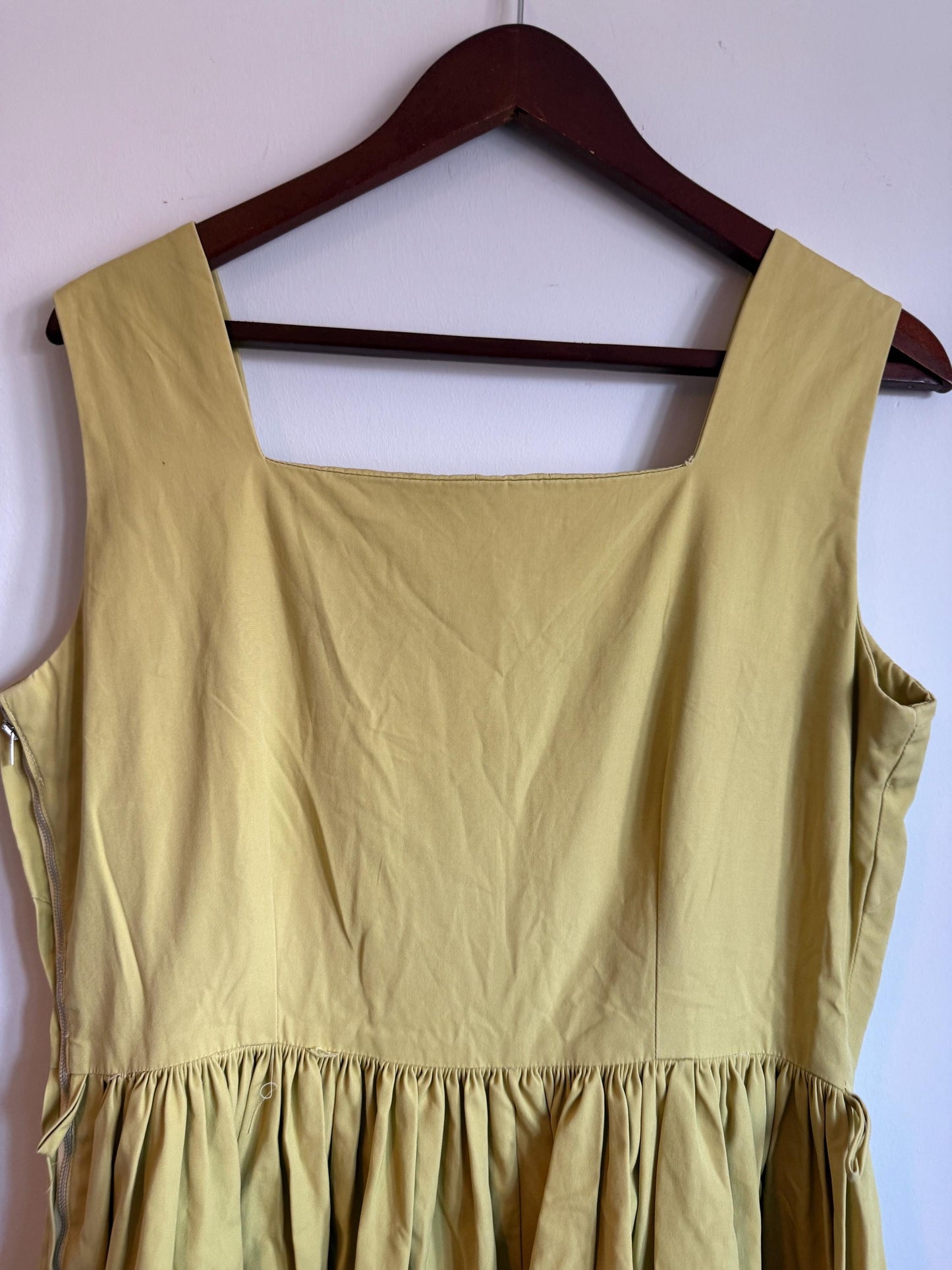 Vintage 1950s Ascot Model Irish Chartreuse Cotton Full Skirt Dress