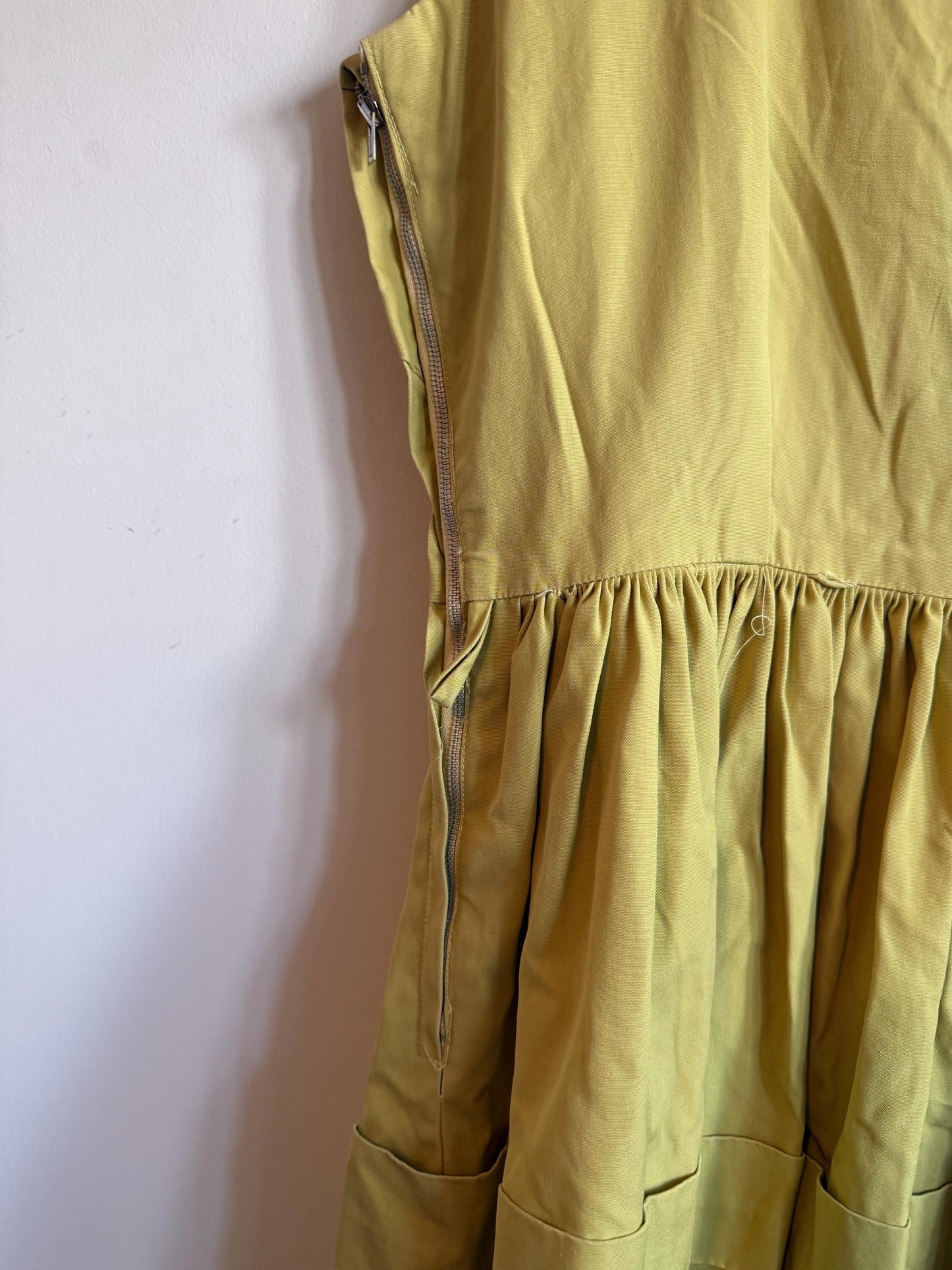 Vintage 1950s Ascot Model Irish Chartreuse Cotton Full Skirt Dress