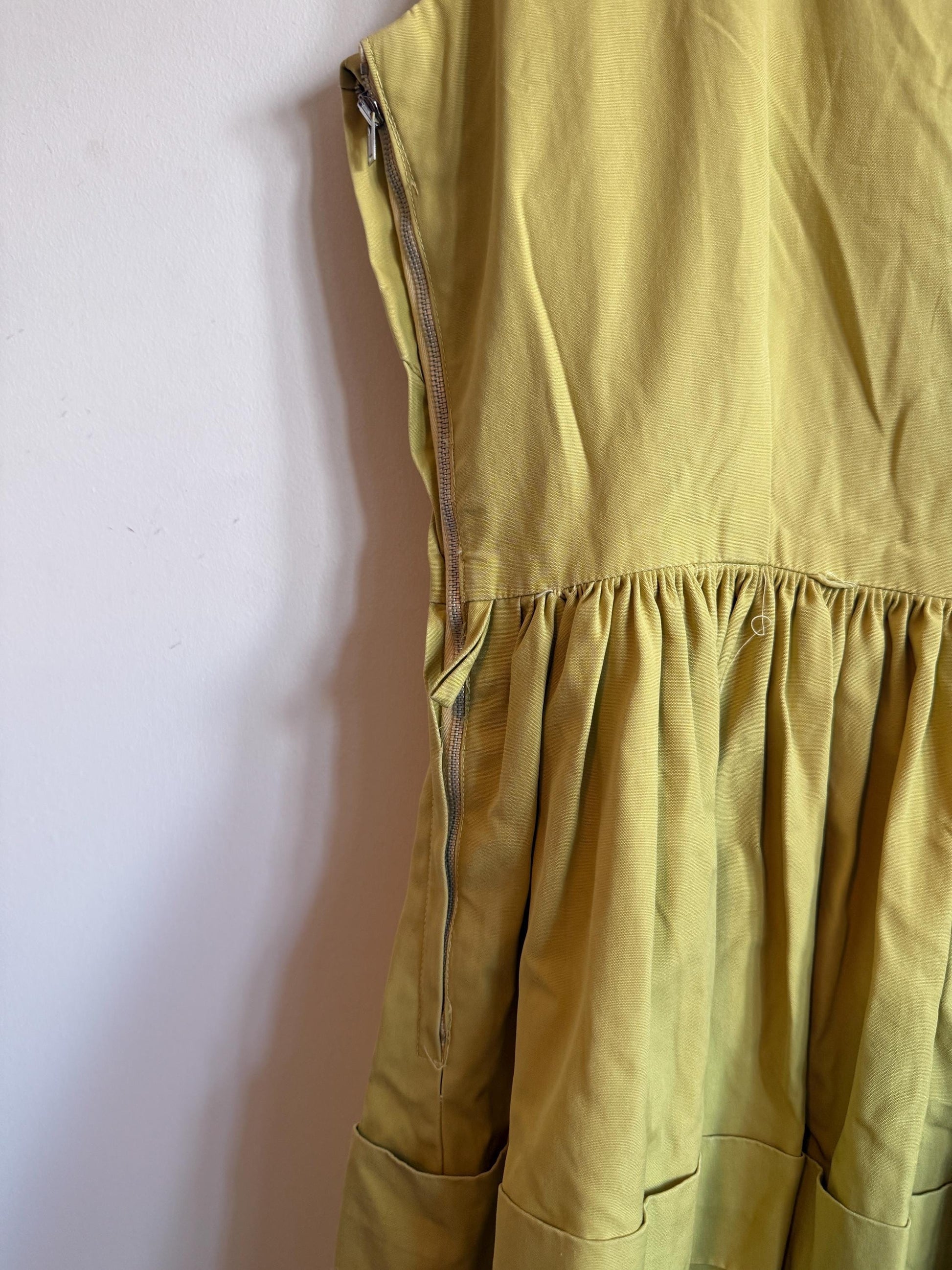 Vintage 1950s Ascot Model Irish Chartreuse Cotton Full Skirt Dress