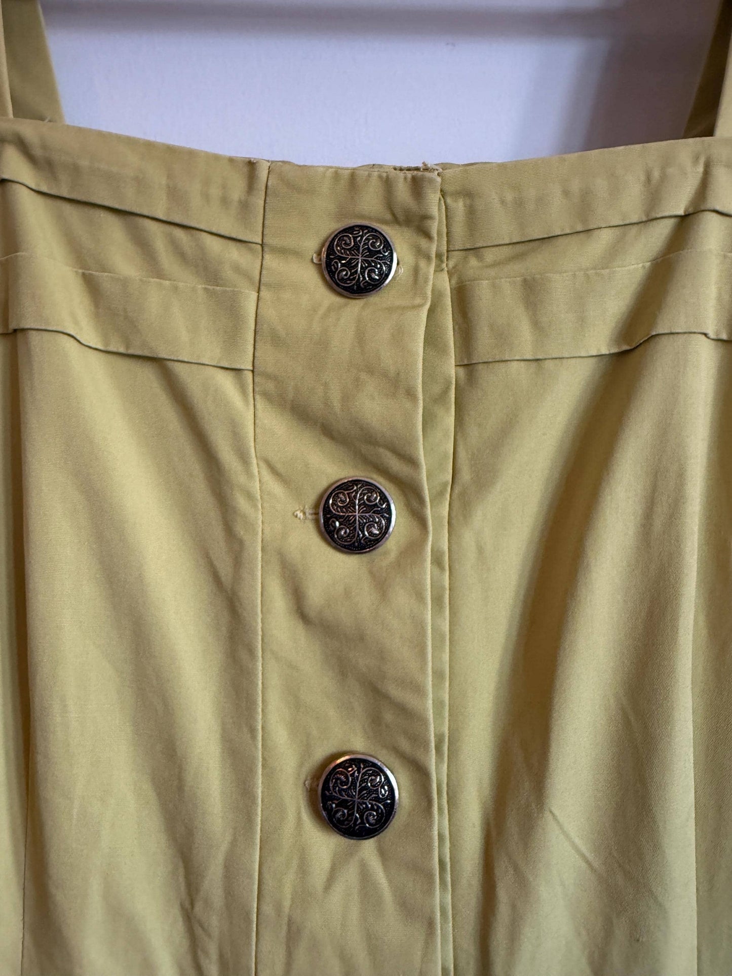 Vintage 1950s Ascot Model Irish Chartreuse Cotton Full Skirt Dress