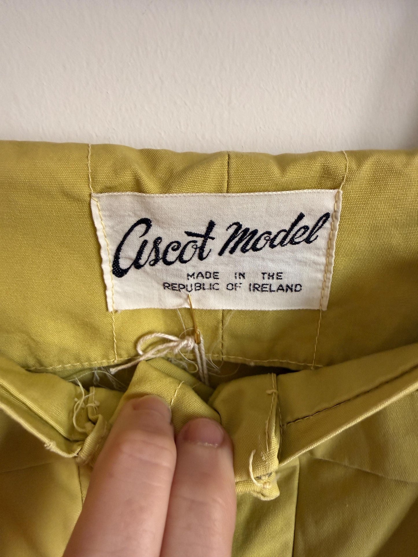 Vintage 1950s Ascot Model Irish Chartreuse Cotton Full Skirt Dress