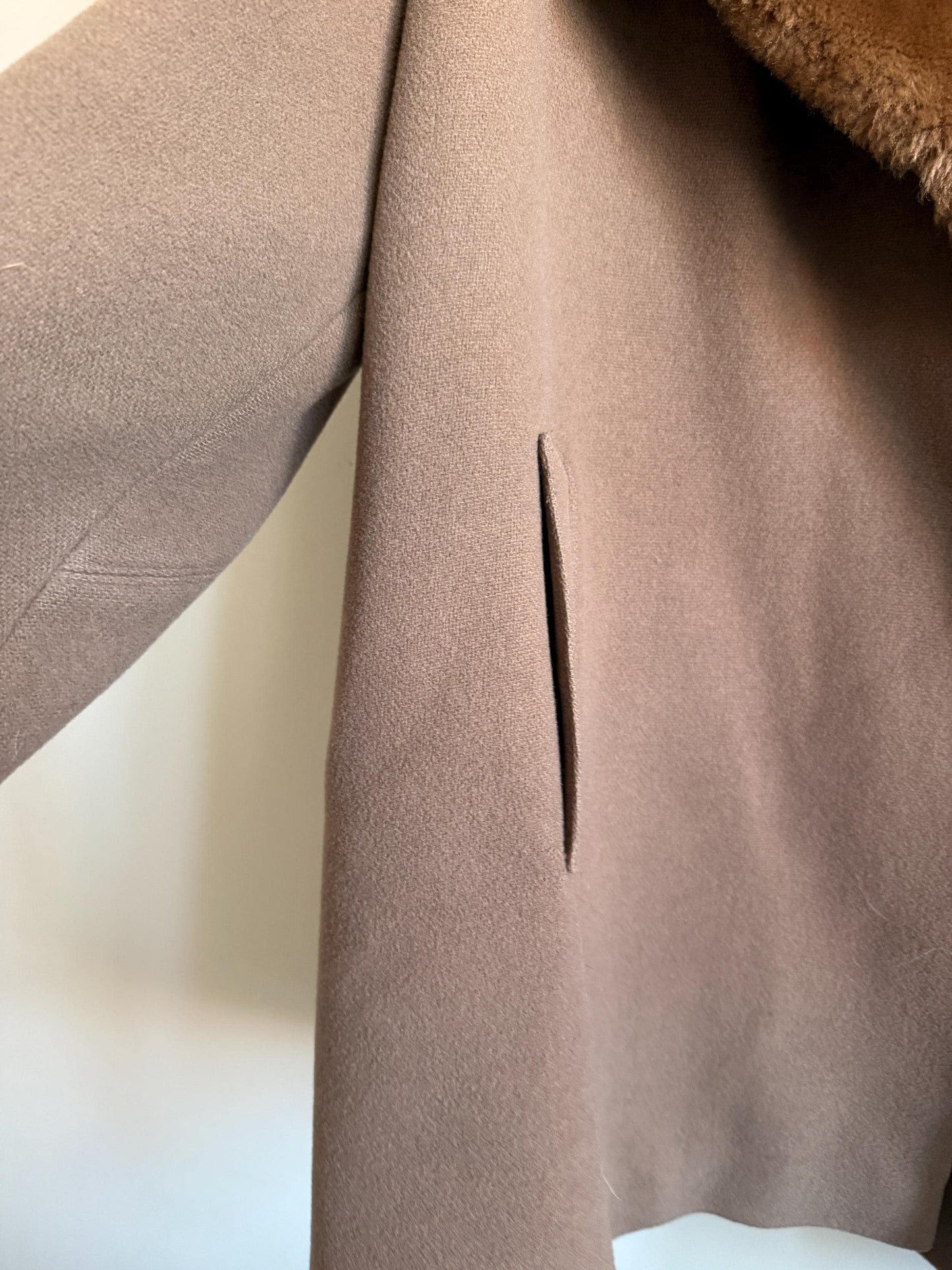 Vintage 1950s Balmar Bond Street London Pure Wool Coat Faux Fur Collar Mod Swing Coat