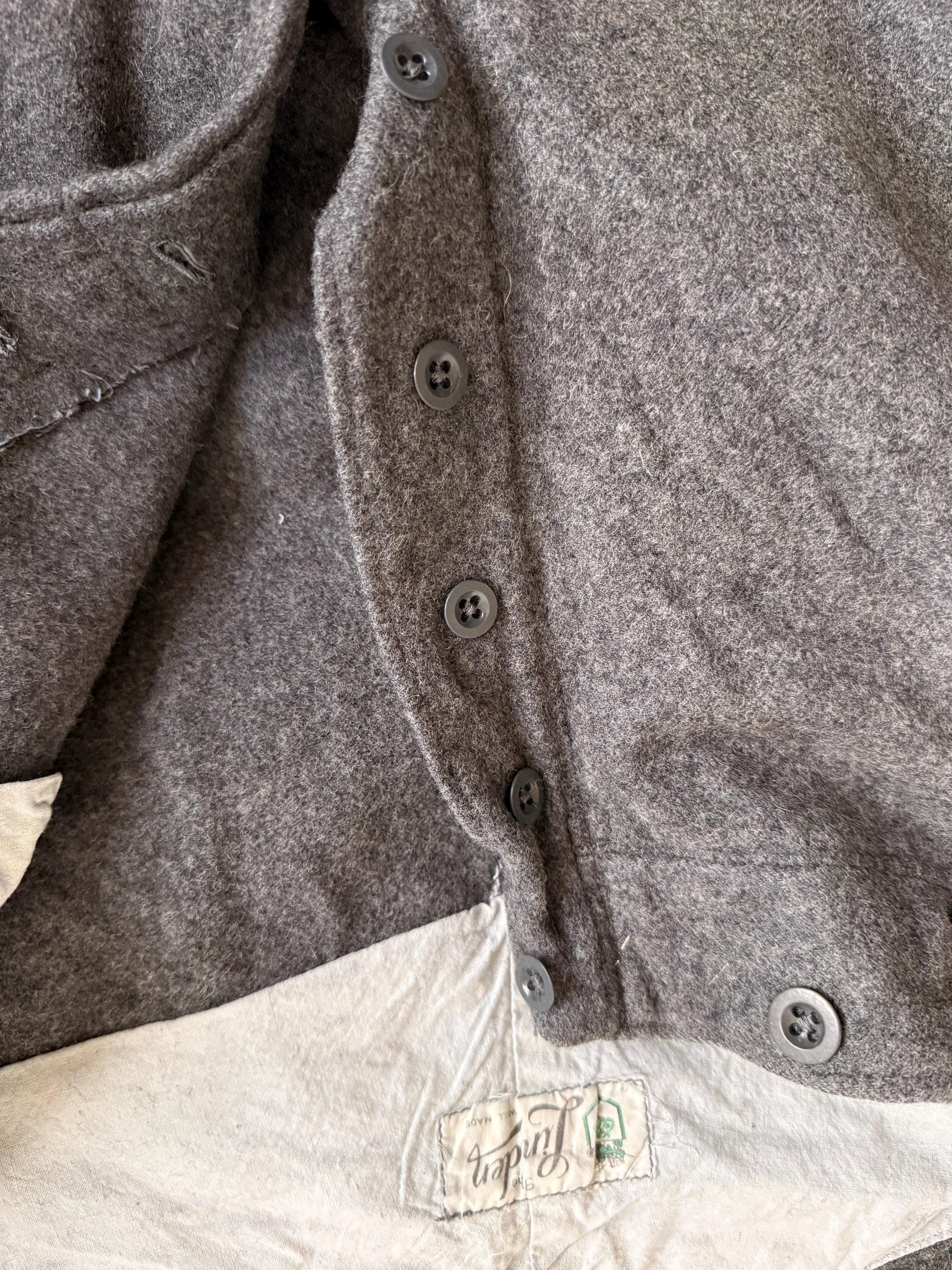 Vintage 1950s Grey Wool Flannel Trousers | High Waist Men's Tailored Button Fly England