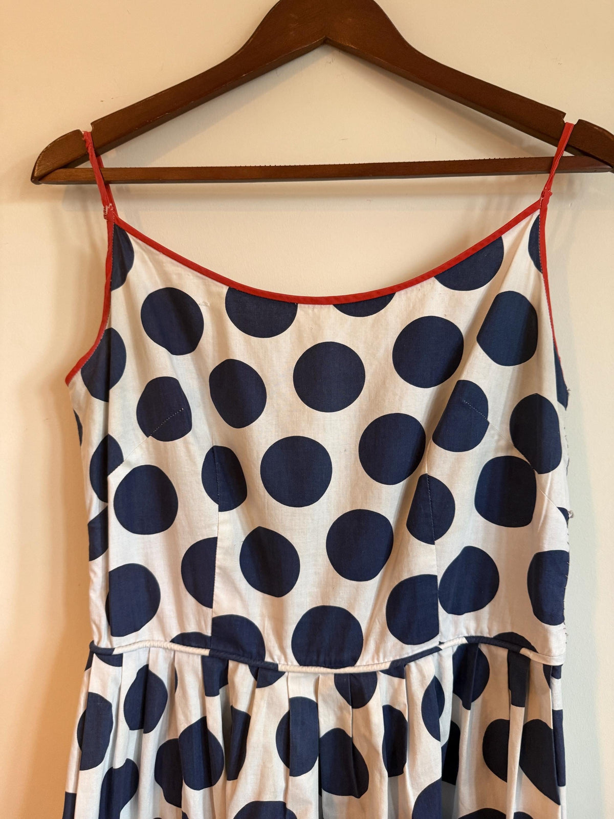 Vintage 1950s Mademoiselle Polka Dot Sundress & Bolero Set Navy Red Size 16