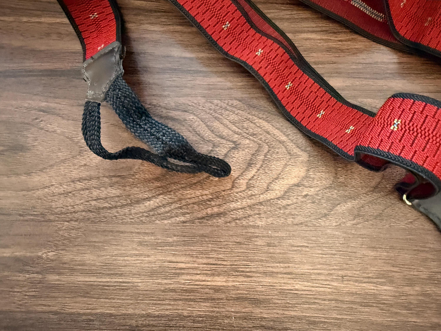 Vintage 1950s Men's Red Button Braces – Woven Elastic Leather Traditional Trouser Suspenders