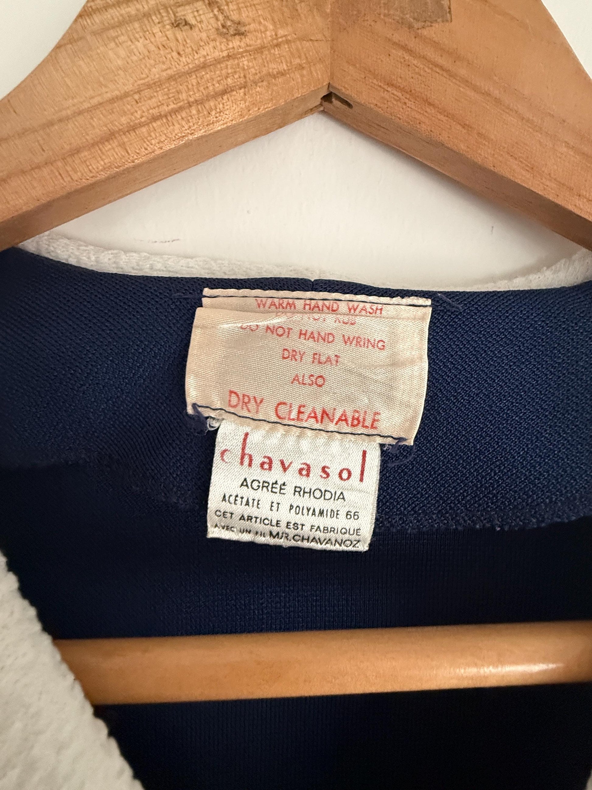 Vintage 1950s Navy Blue Skirt Suit | French Chavasol Two Piece | Textured Collar