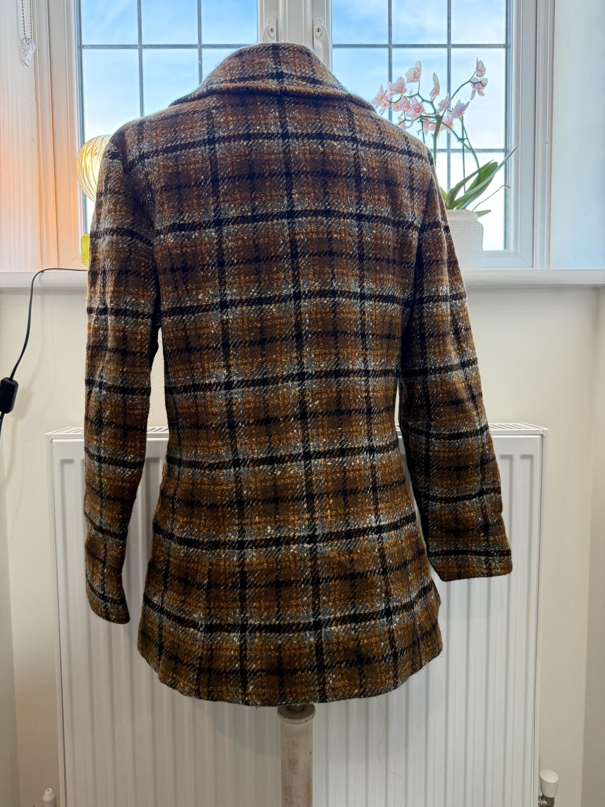 Vintage 1950s Pendleton Wool Coat – Brown Plaid Check Jacket, Pure Virgin Wool, USA Made, Size M