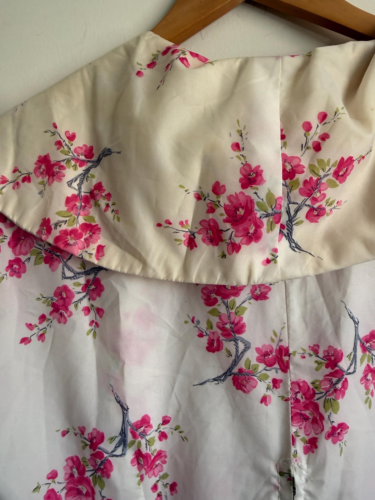 Vintage 1950s Pink Blossom Cotton Day Dress | Peter Pan Collar Belted Midi