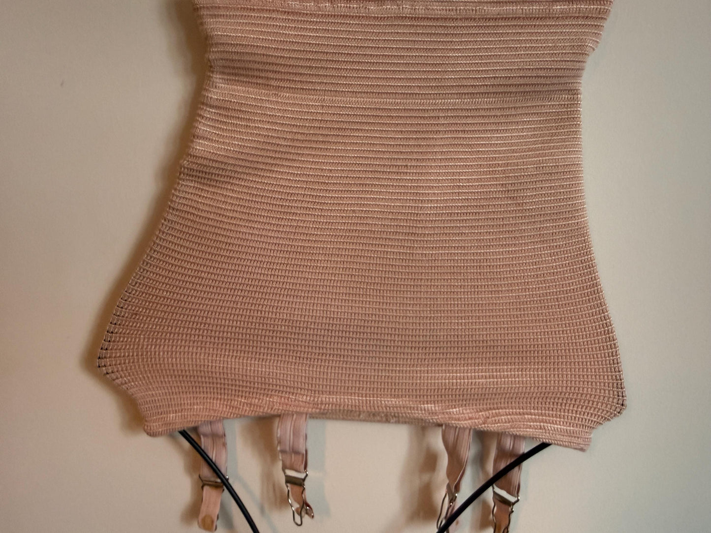 Vintage 1950s Pink Open Bottom Girdle | 6 Strap Suspender Belt | Retro Lingerie | Pin Up Shapewear