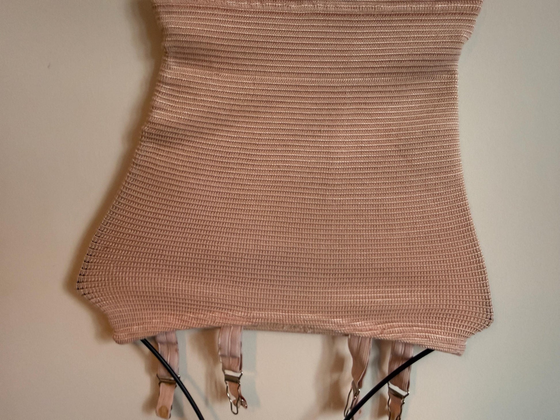 Vintage 1950s Pink Open Bottom Girdle | 6 Strap Suspender Belt | Retro Lingerie | Pin Up Shapewear