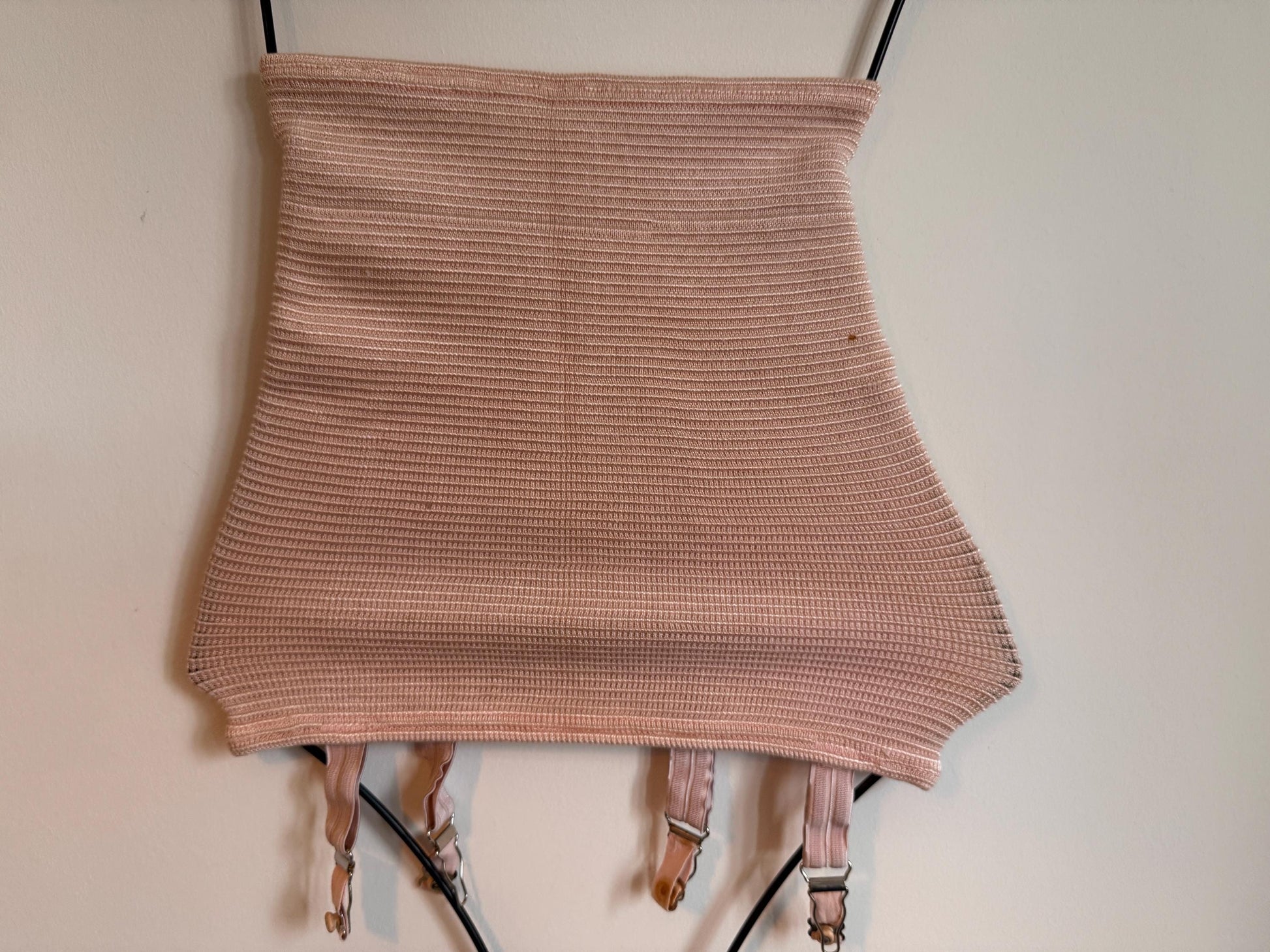 Vintage 1950s Pink Open Bottom Girdle | 6 Strap Suspender Belt | Retro Lingerie | Pin Up Shapewear
