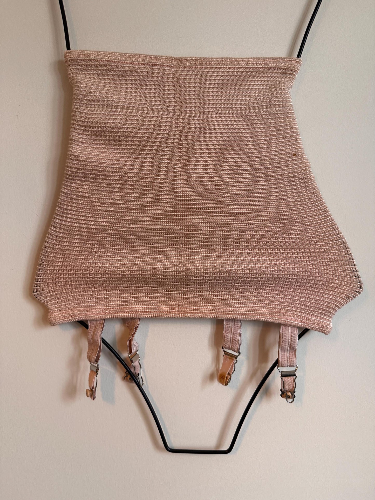 Vintage 1950s Pink Open Bottom Girdle | 6 Strap Suspender Belt | Retro Lingerie | Pin Up Shapewear