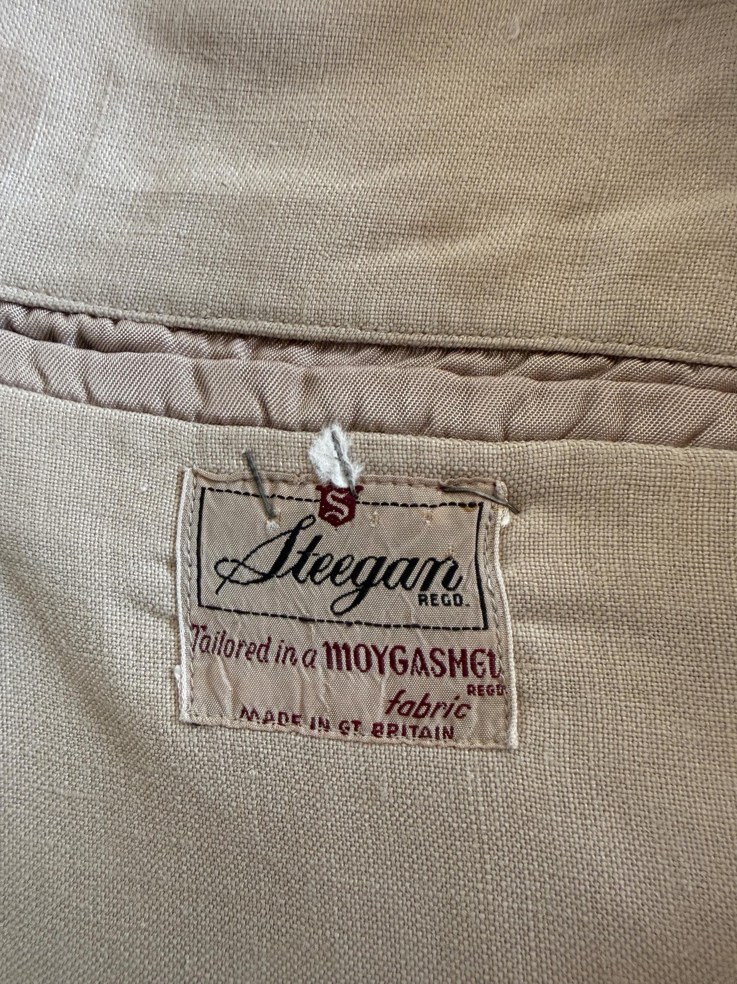 Vintage 1950s Steegan Linen Blend Summer Jacket – Men's Beige Tailored Blazer – Moygashel Fabric – 44R