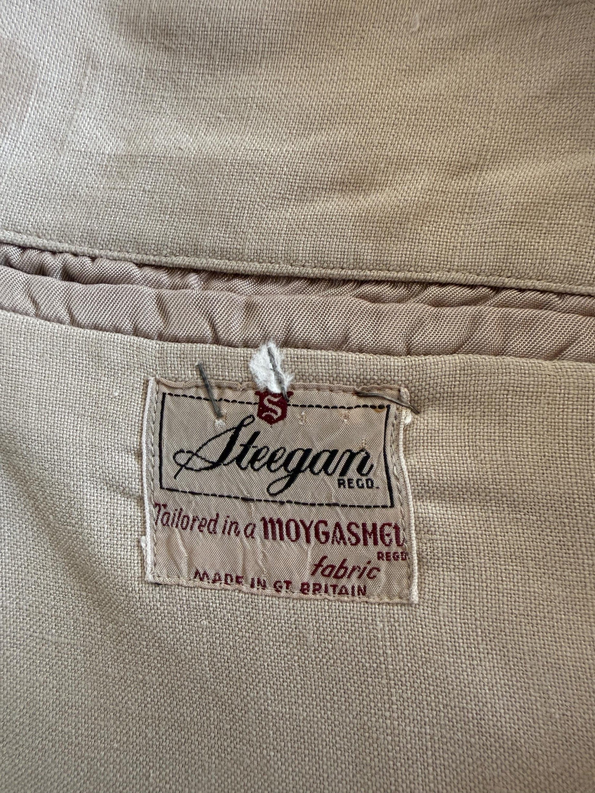 Vintage 1950s Steegan Linen Blend Summer Jacket – Men's Beige Tailored Blazer – Moygashel Fabric – 44R