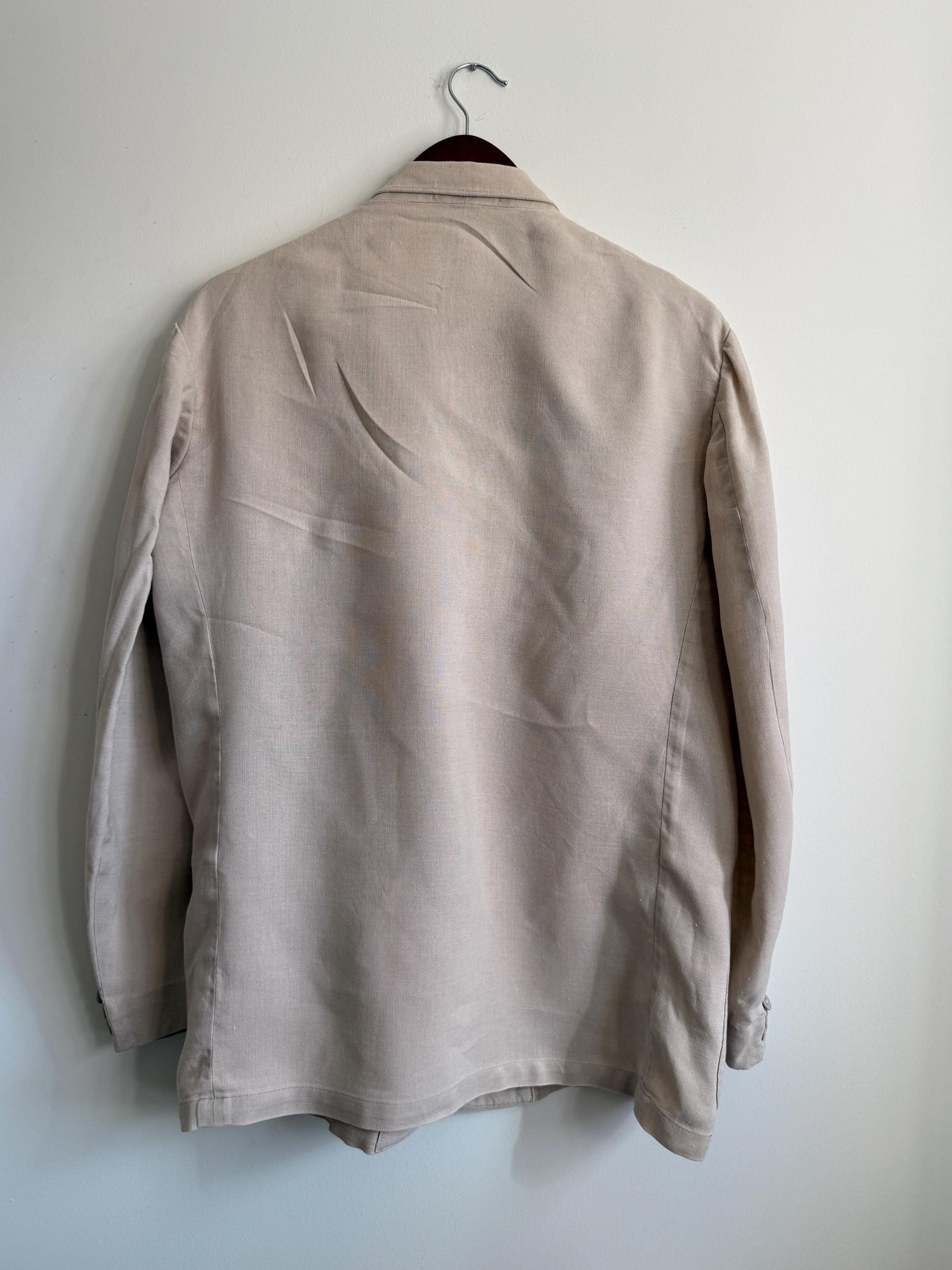 Vintage 1950s Steegan Linen Blend Summer Jacket – Men's Beige Tailored Blazer – Moygashel Fabric – 44R