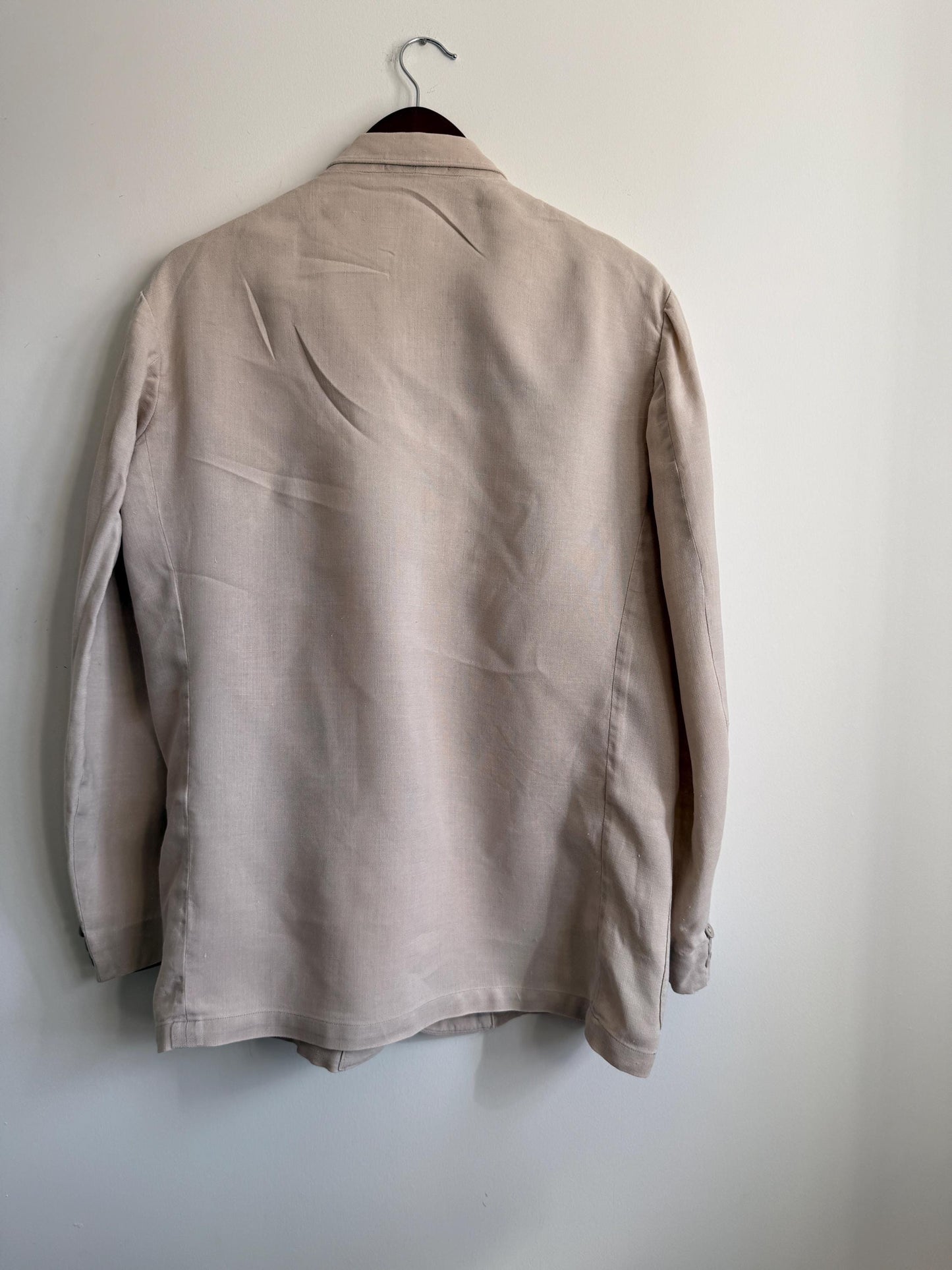 Vintage 1950s Steegan Linen Blend Summer Jacket – Men's Beige Tailored Blazer – Moygashel Fabric – 44R
