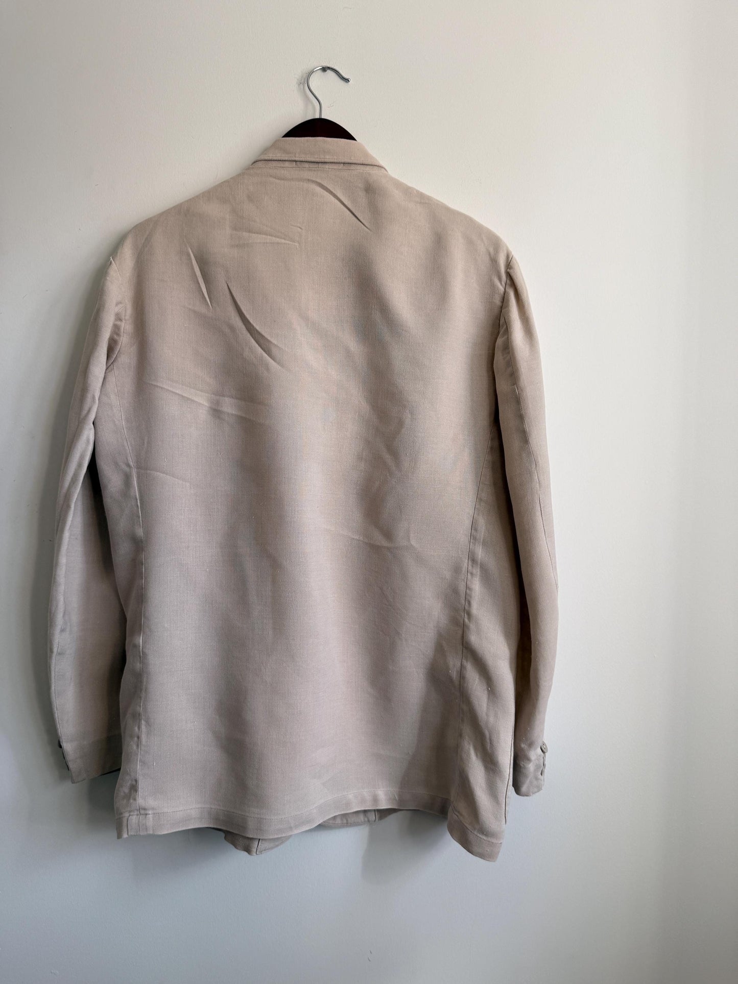 Vintage 1950s Steegan Linen Blend Summer Jacket – Men's Beige Tailored Blazer – Moygashel Fabric – 44R