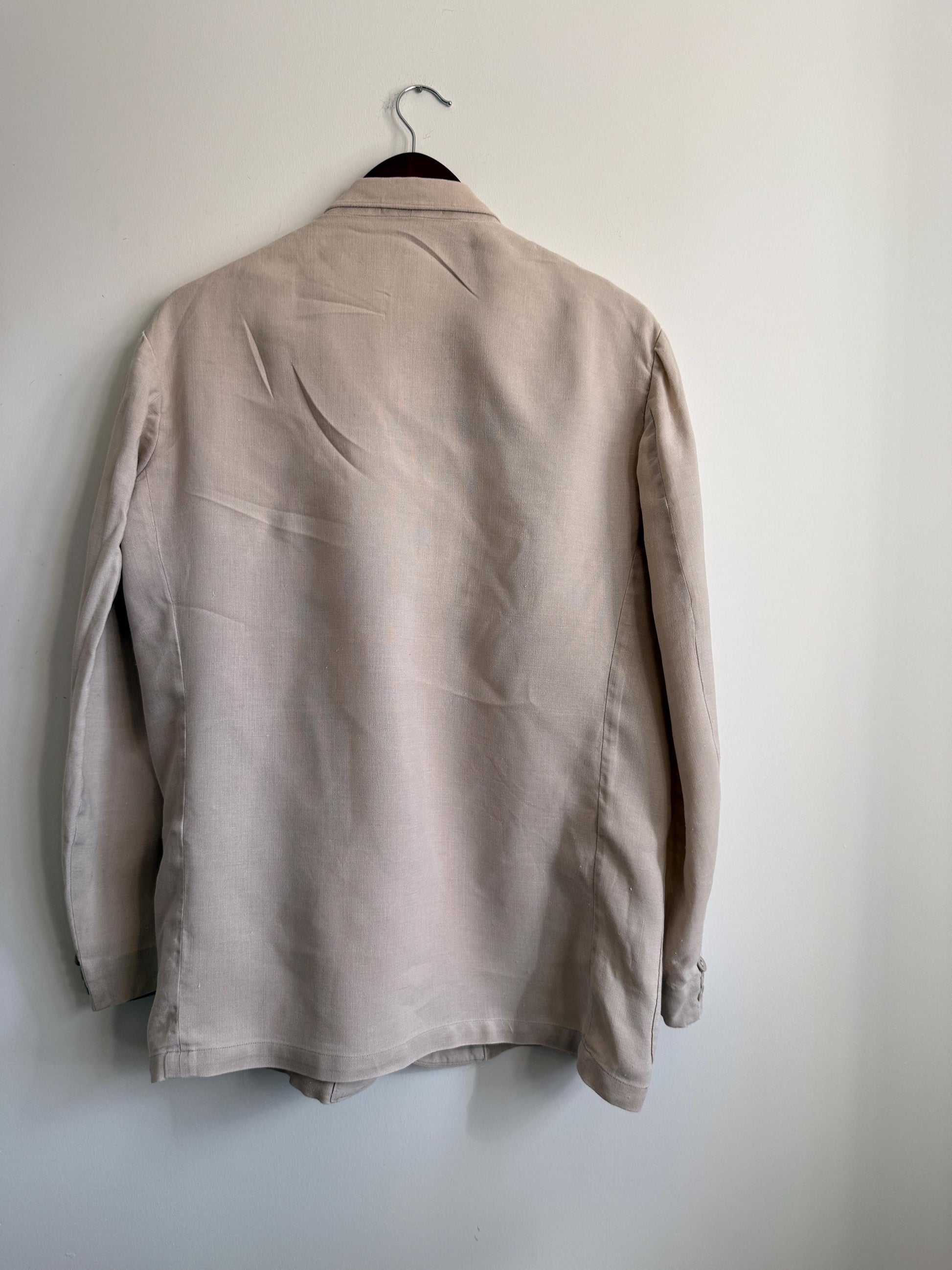 Vintage 1950s Steegan Linen Blend Summer Jacket – Men's Beige Tailored Blazer – Moygashel Fabric – 44R