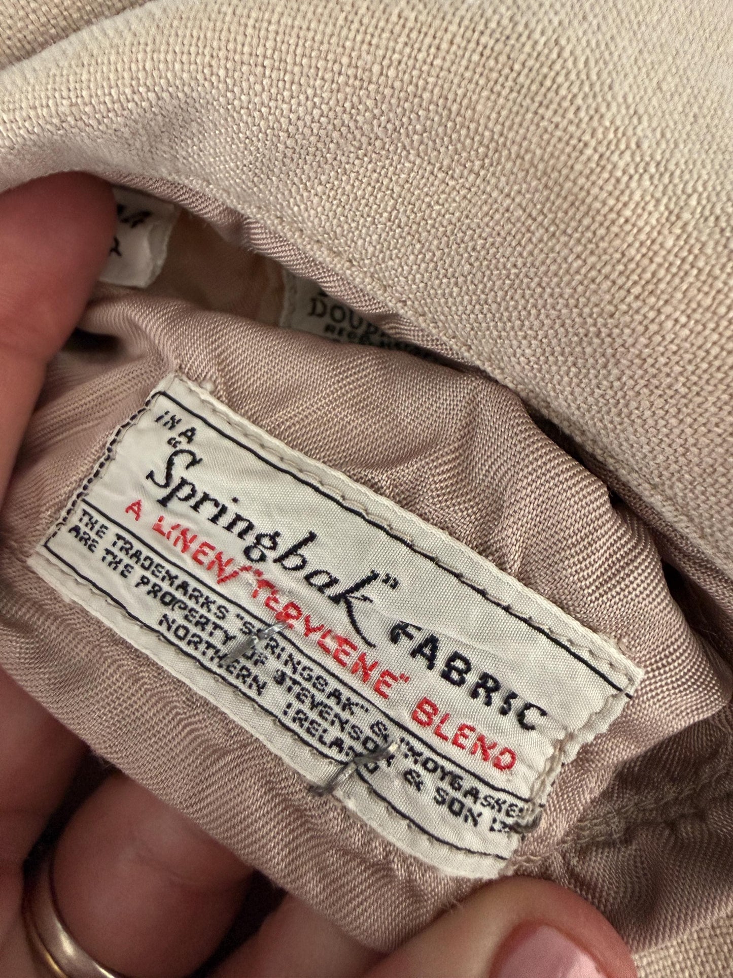 Vintage 1950s Steegan Linen Blend Summer Jacket – Men's Beige Tailored Blazer – Moygashel Fabric – 44R