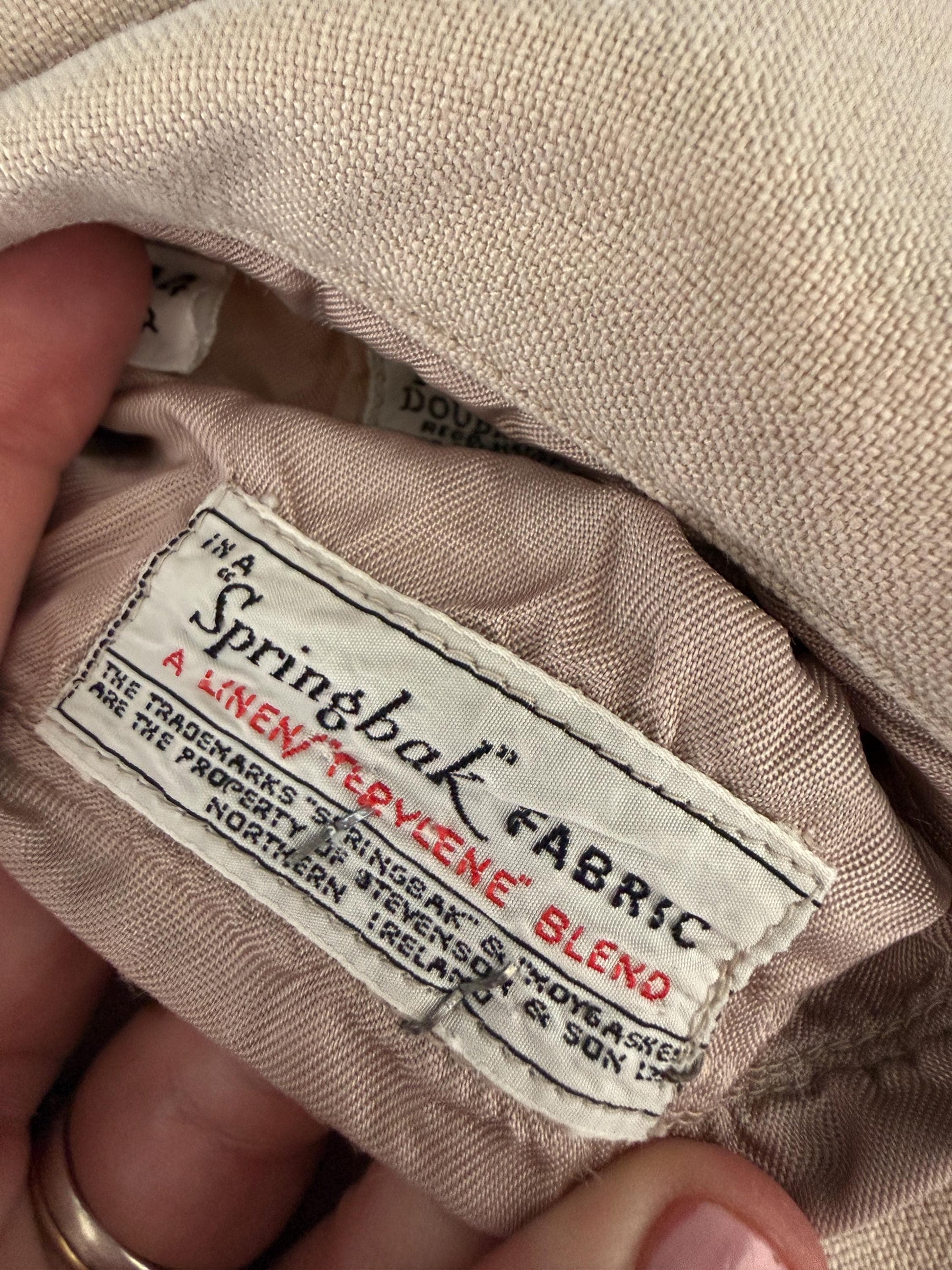 Vintage 1950s Steegan Linen Blend Summer Jacket – Men's Beige Tailored Blazer – Moygashel Fabric – 44R