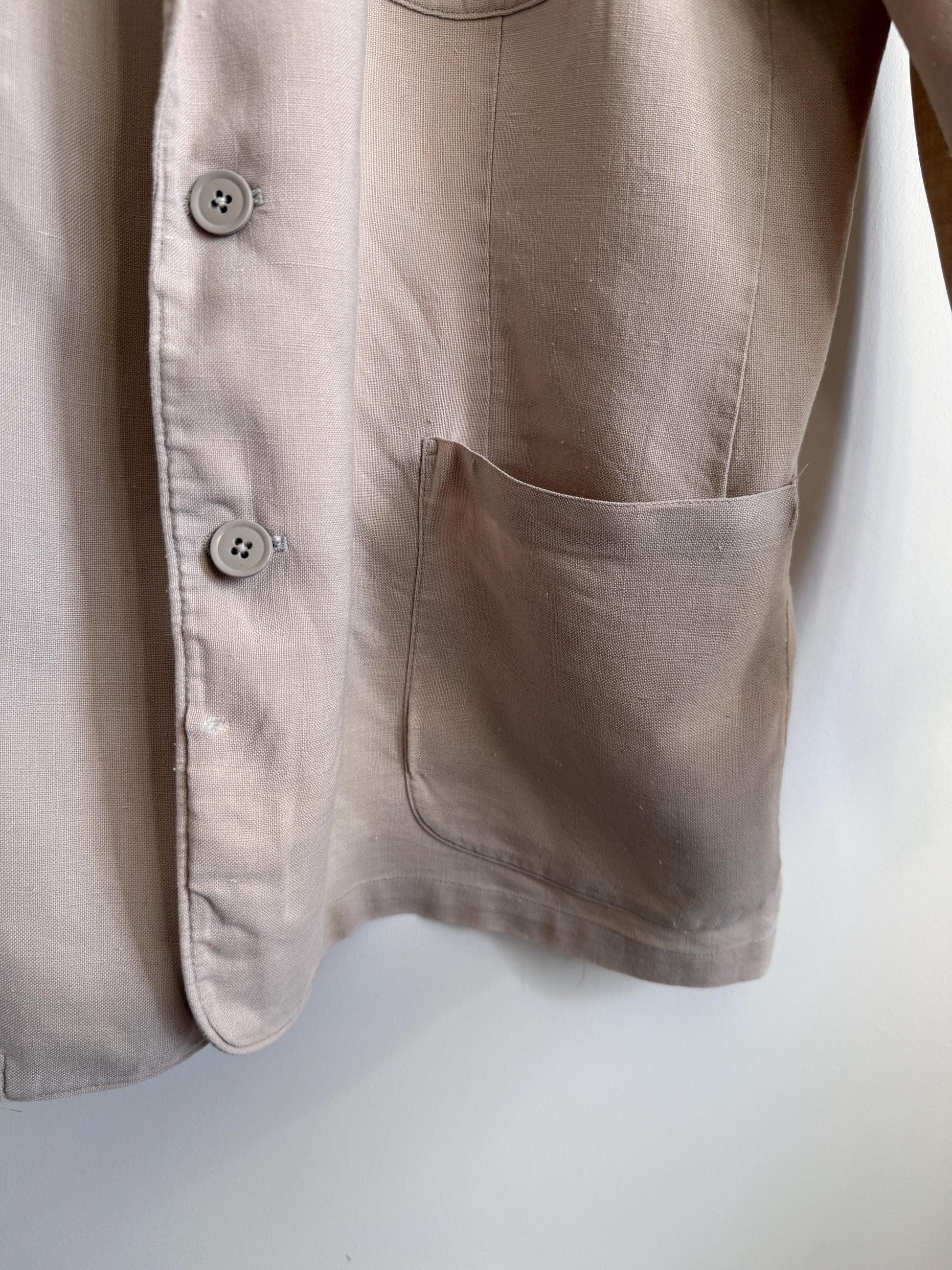 Vintage 1950s Steegan Linen Blend Summer Jacket – Men's Beige Tailored Blazer – Moygashel Fabric – 44R