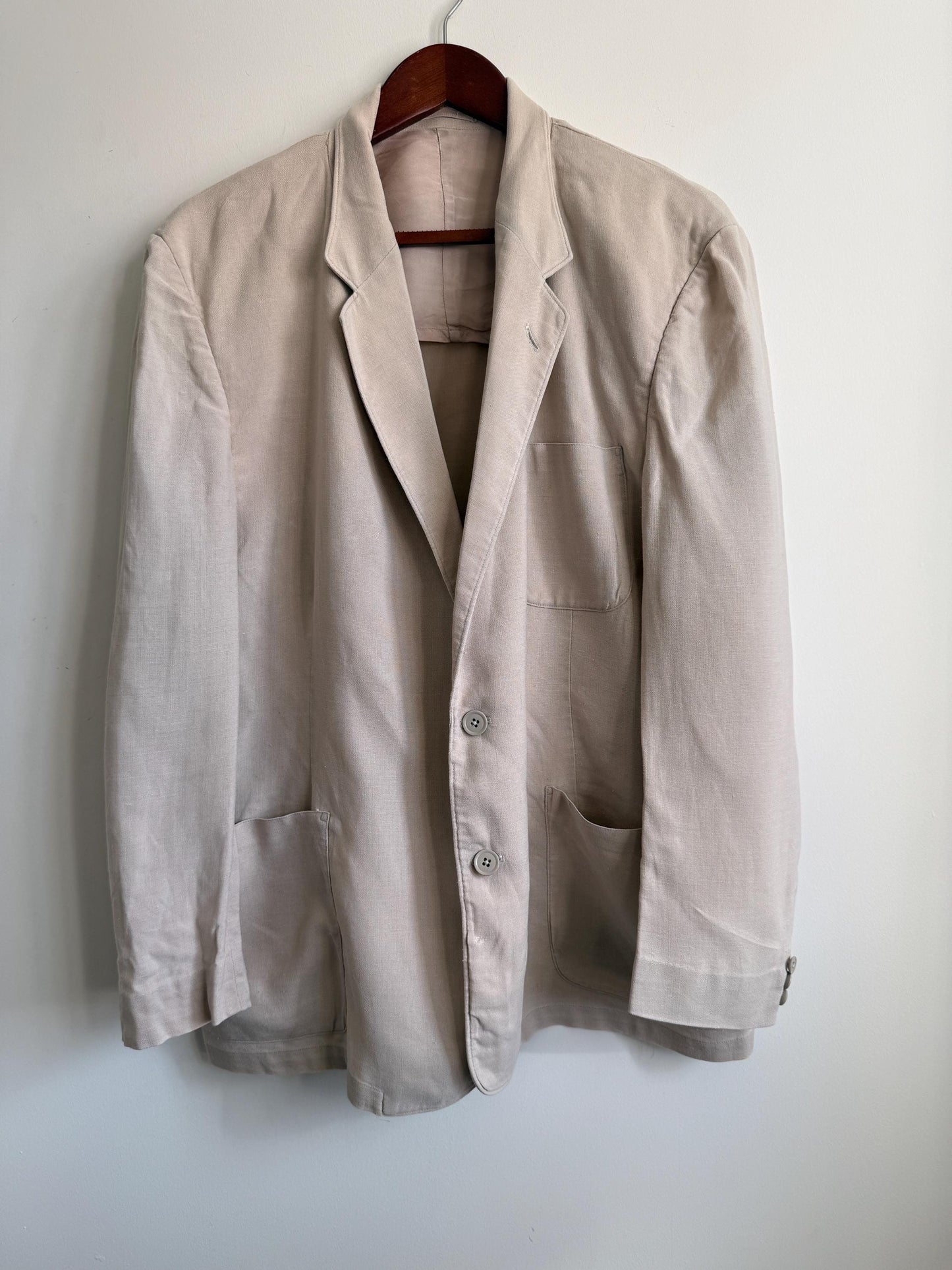 Vintage 1950s Steegan Linen Blend Summer Jacket – Men's Beige Tailored Blazer – Moygashel Fabric – 44R