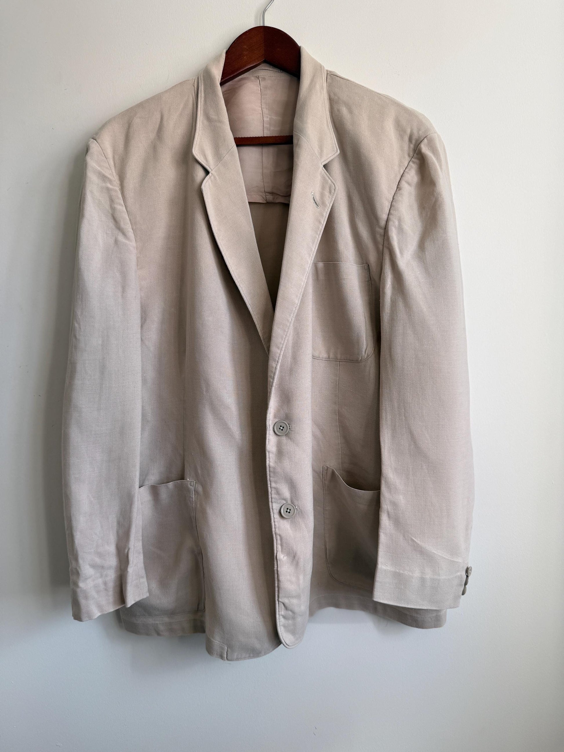 Vintage 1950s Steegan Linen Blend Summer Jacket – Men's Beige Tailored Blazer – Moygashel Fabric – 44R