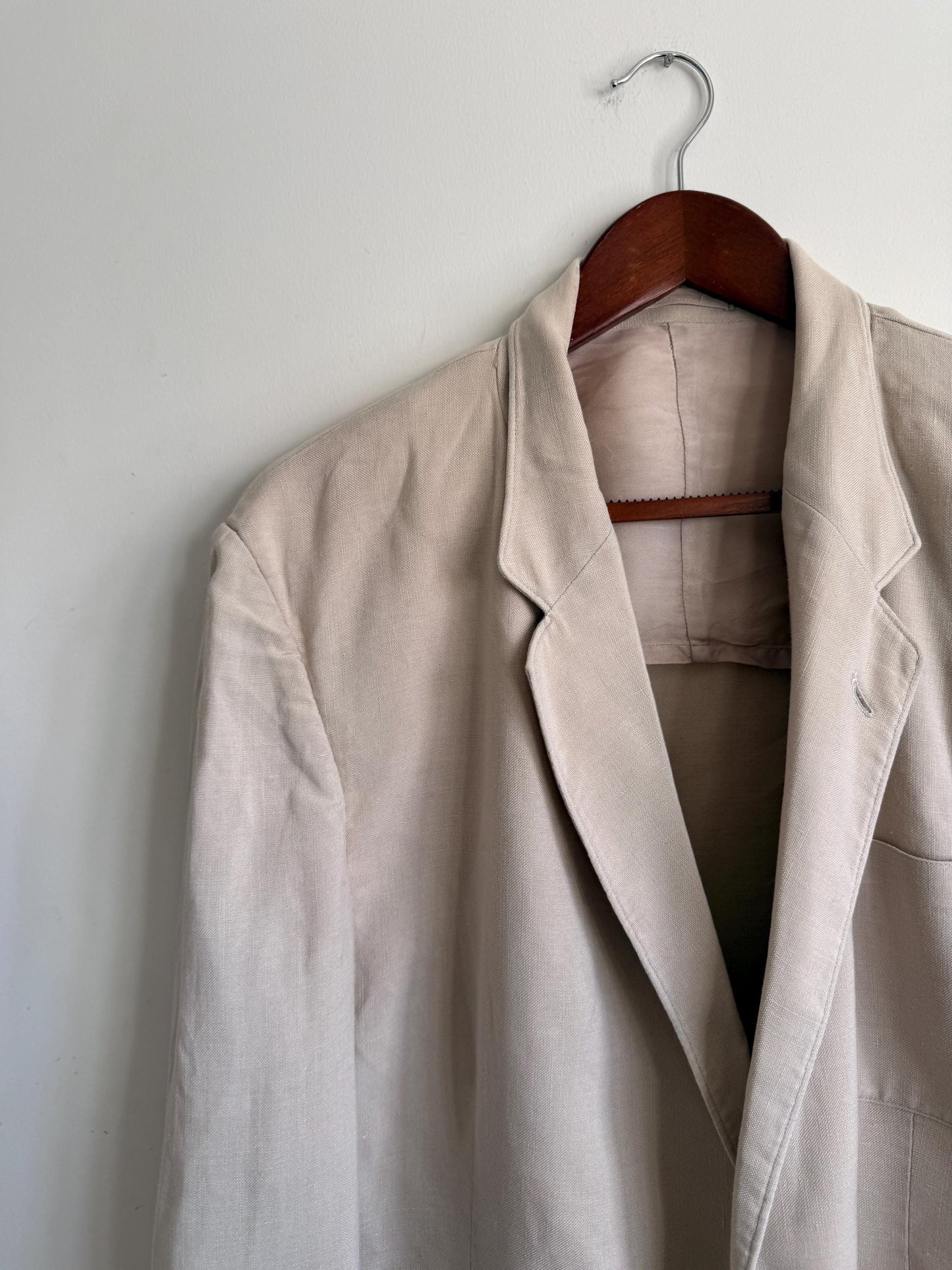 Vintage 1950s Steegan Linen Blend Summer Jacket – Men's Beige Tailored Blazer – Moygashel Fabric – 44R