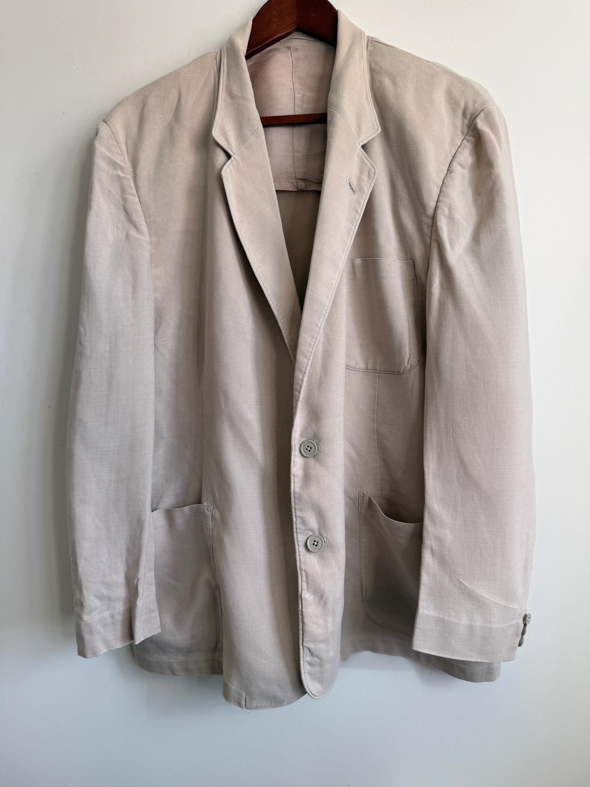 Vintage 1950s Steegan Linen Blend Summer Jacket – Men's Beige Tailored Blazer – Moygashel Fabric – 44R