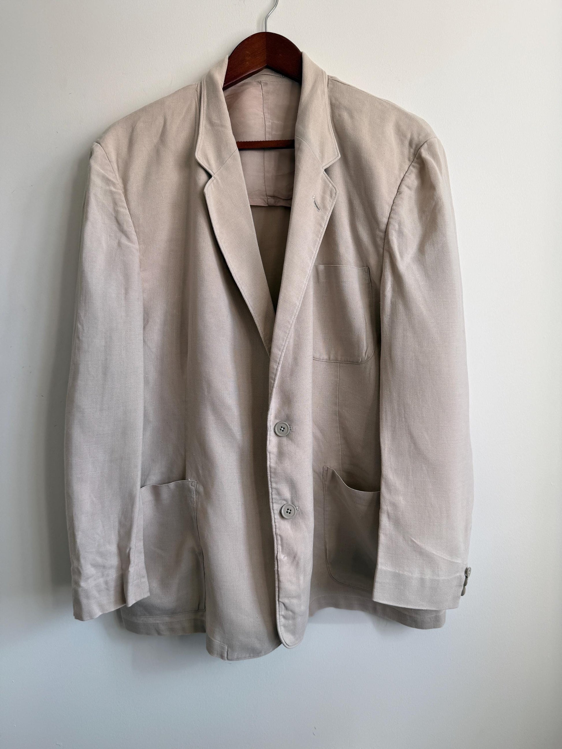 Vintage 1950s Steegan Linen Blend Summer Jacket – Men's Beige Tailored Blazer – Moygashel Fabric – 44R