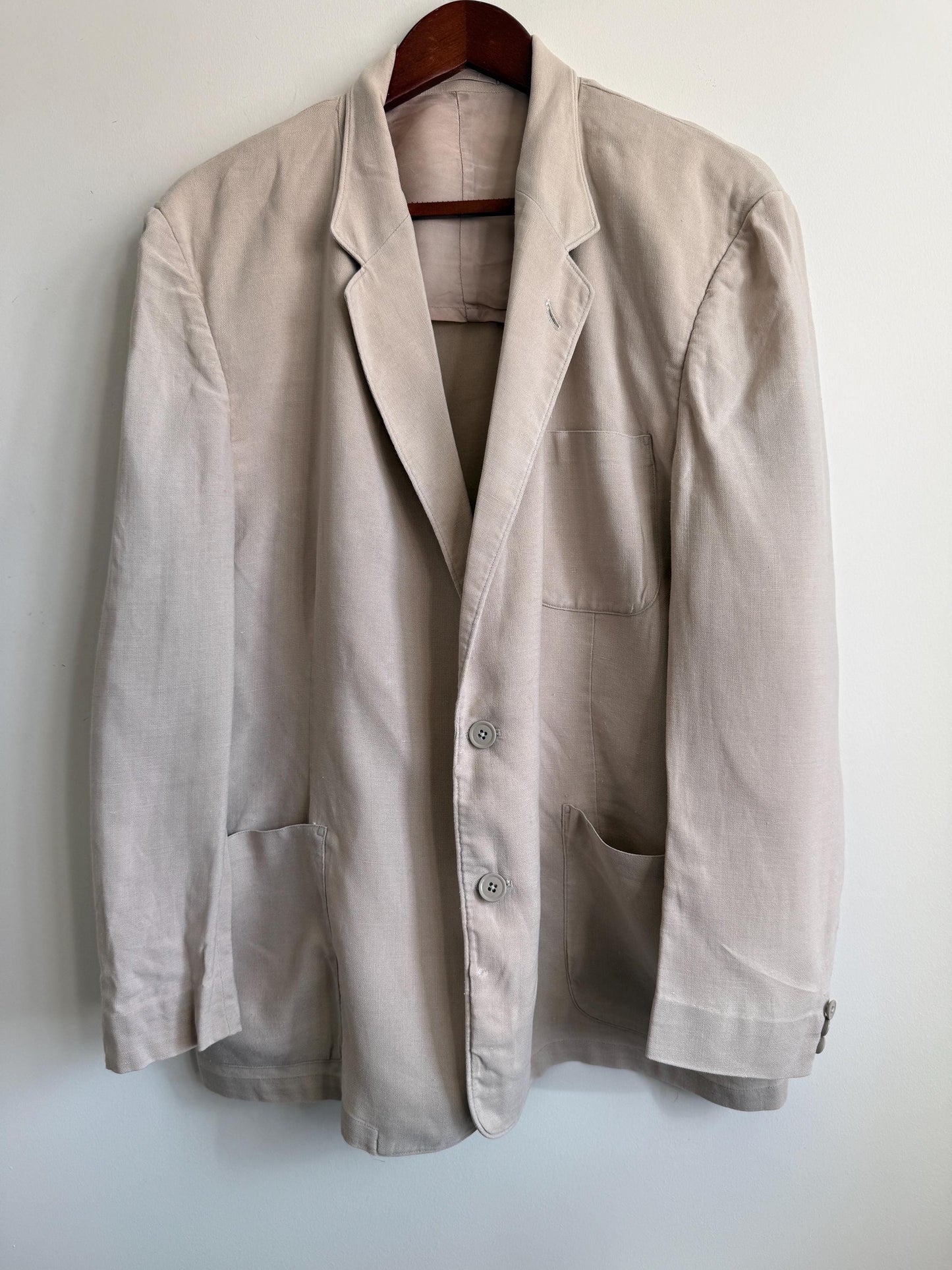 Vintage 1950s Steegan Linen Blend Summer Jacket – Men's Beige Tailored Blazer – Moygashel Fabric – 44R