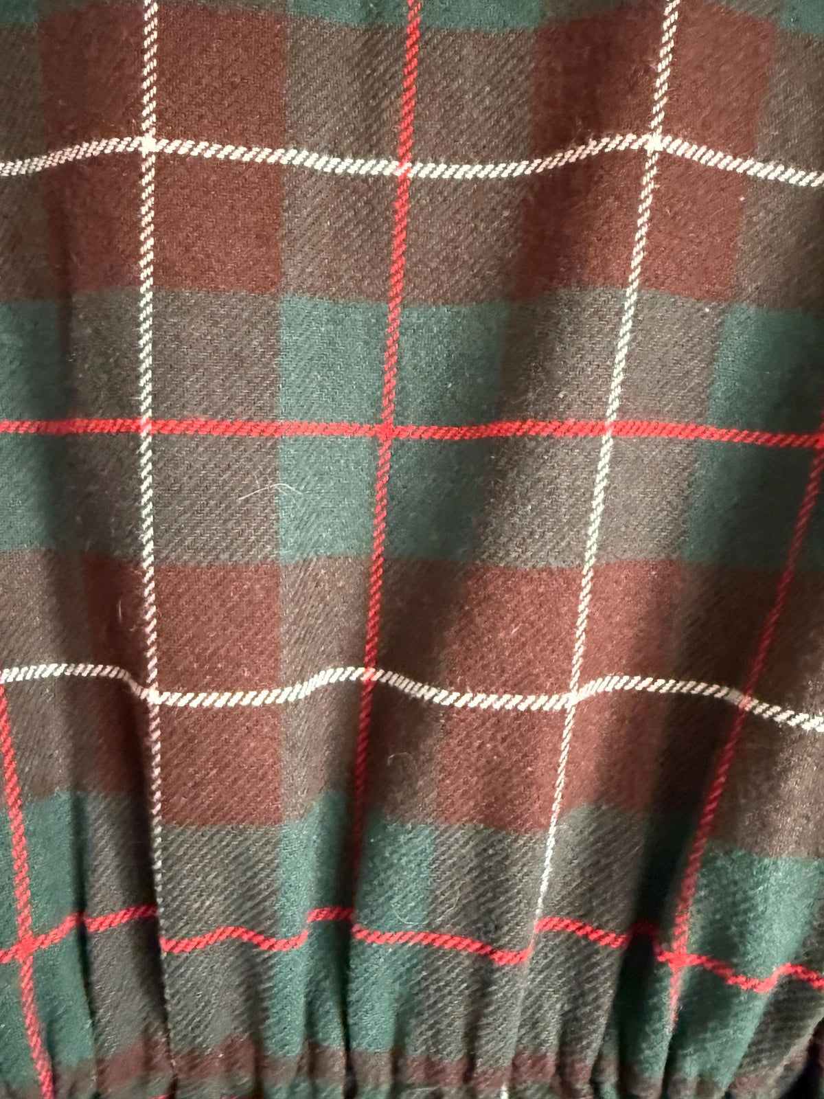 Vintage 1950s Tartan Wool Blend Midi Dress | Green & Brown Plaid Button Front Dress | Cottagecore Autumn Dress | UK 10-12