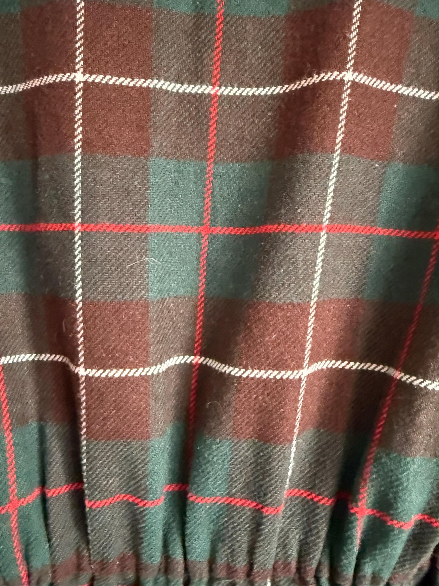 Vintage 1950s Tartan Wool Blend Midi Dress | Green & Brown Plaid Button Front Dress | Cottagecore Autumn Dress | UK 10-12