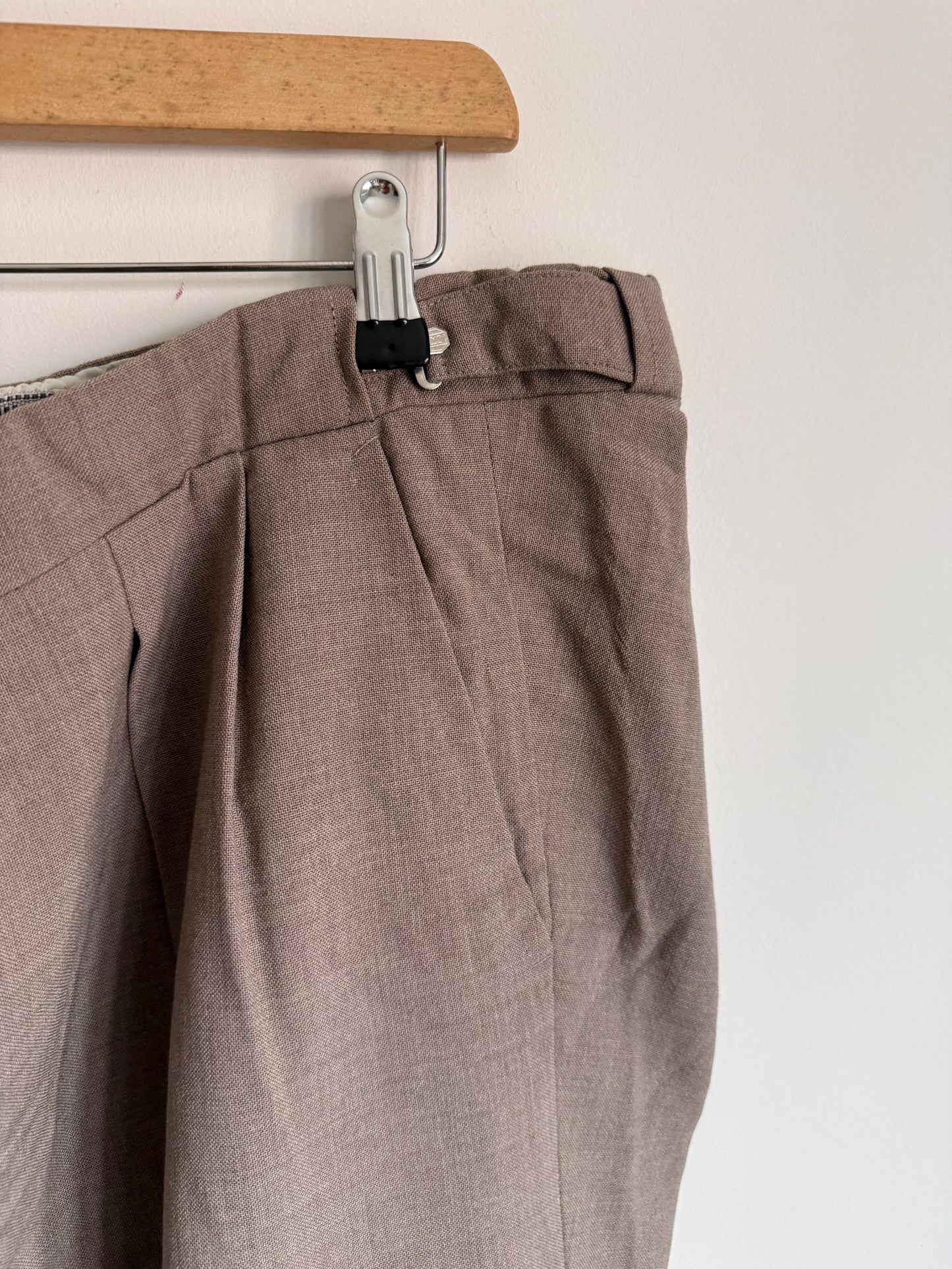 Vintage 1950s Taupe Wool Blend Trousers | High Waisted Tailored Pants