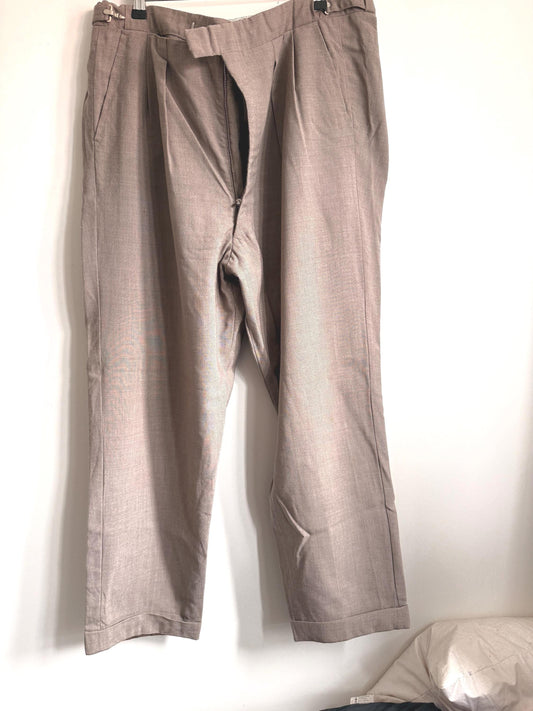 Vintage 1950s Taupe Wool Blend Trousers | High Waisted Tailored Pants