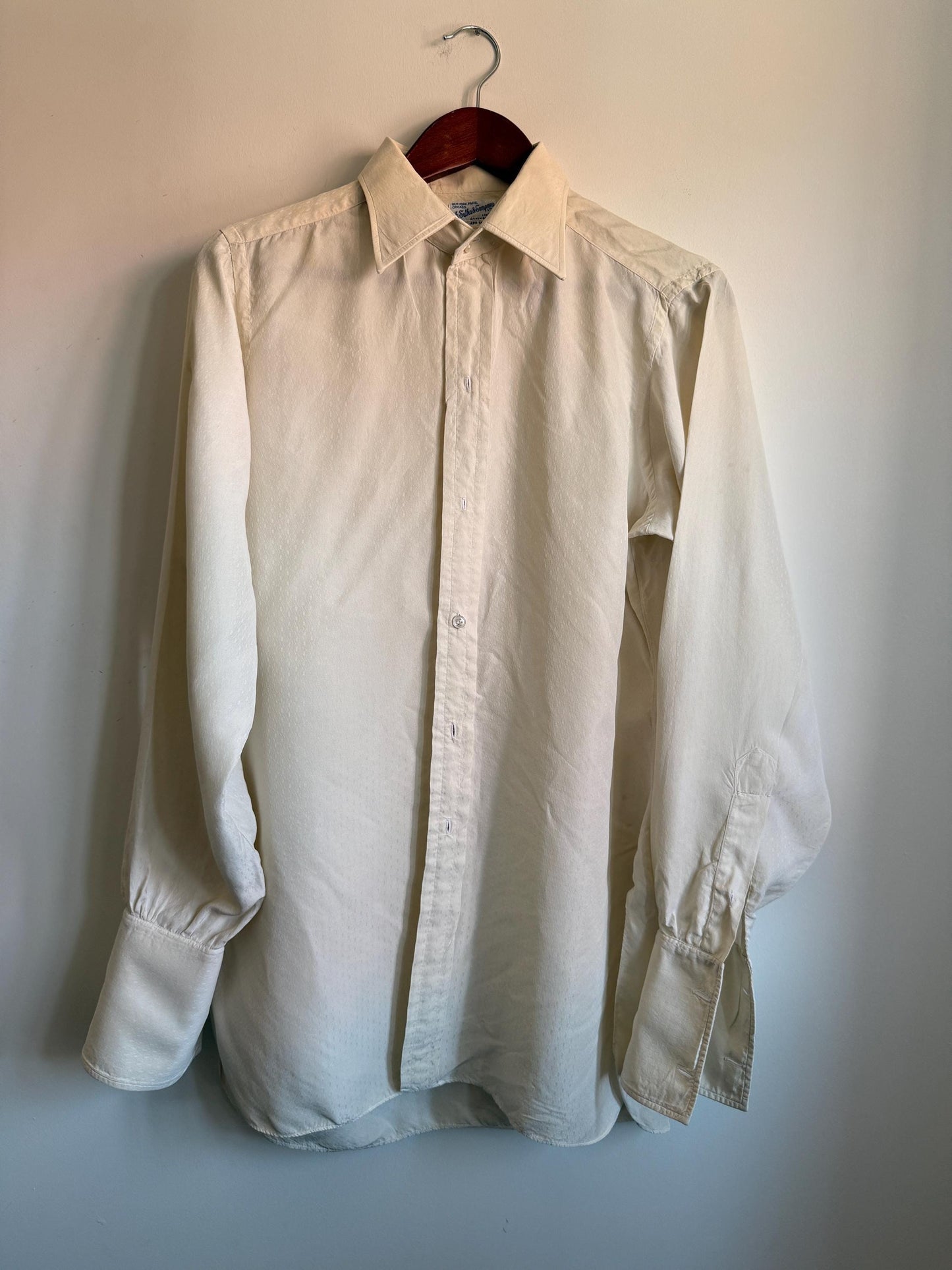 Vintage 1956 A. Sulka & Co White Dress Shirt UK 15.5 Self Pattern Cotton Formal Shirt London New Bond St