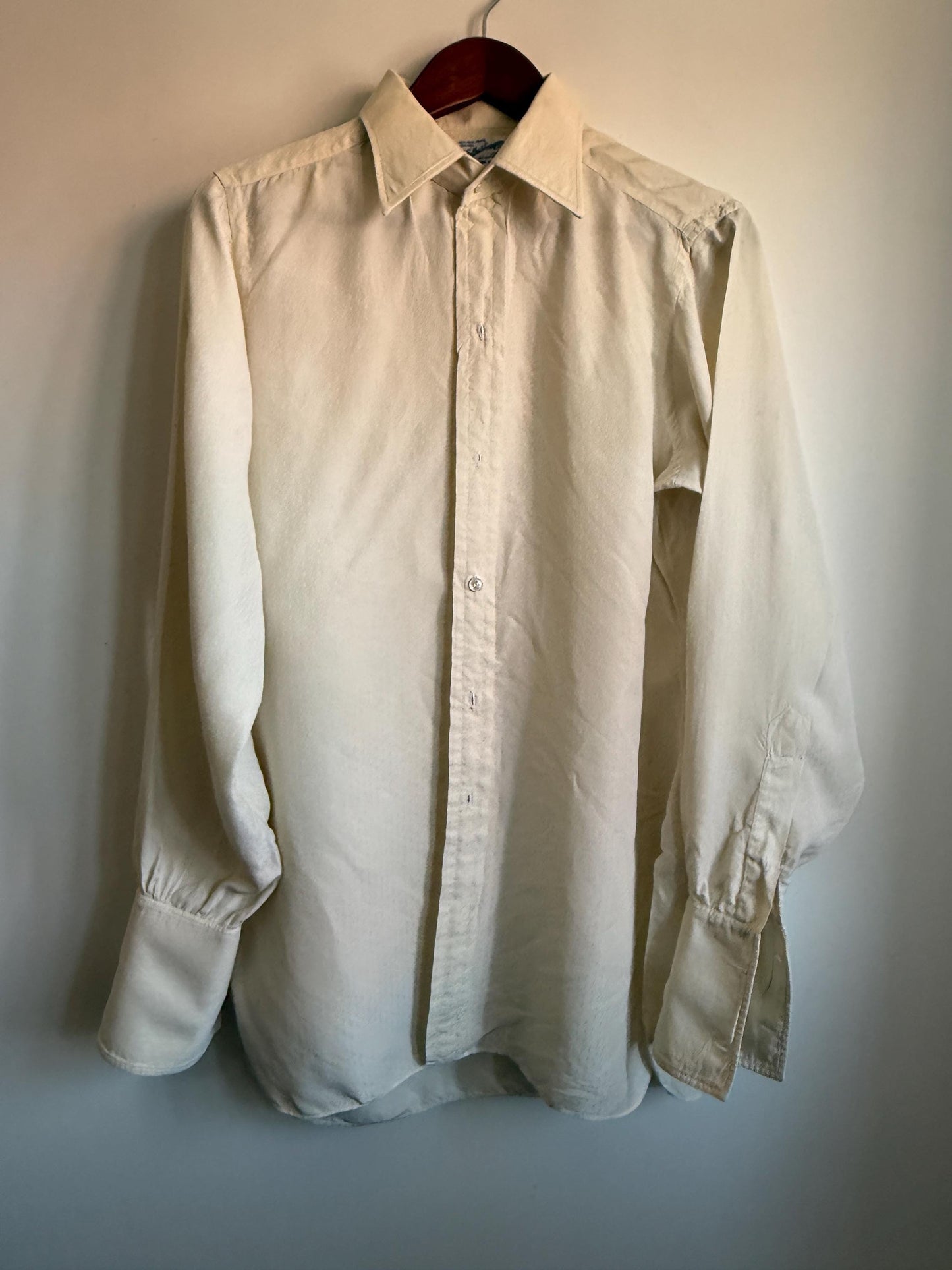 Vintage 1956 A. Sulka & Co White Dress Shirt UK 15.5 Self Pattern Cotton Formal Shirt London New Bond St