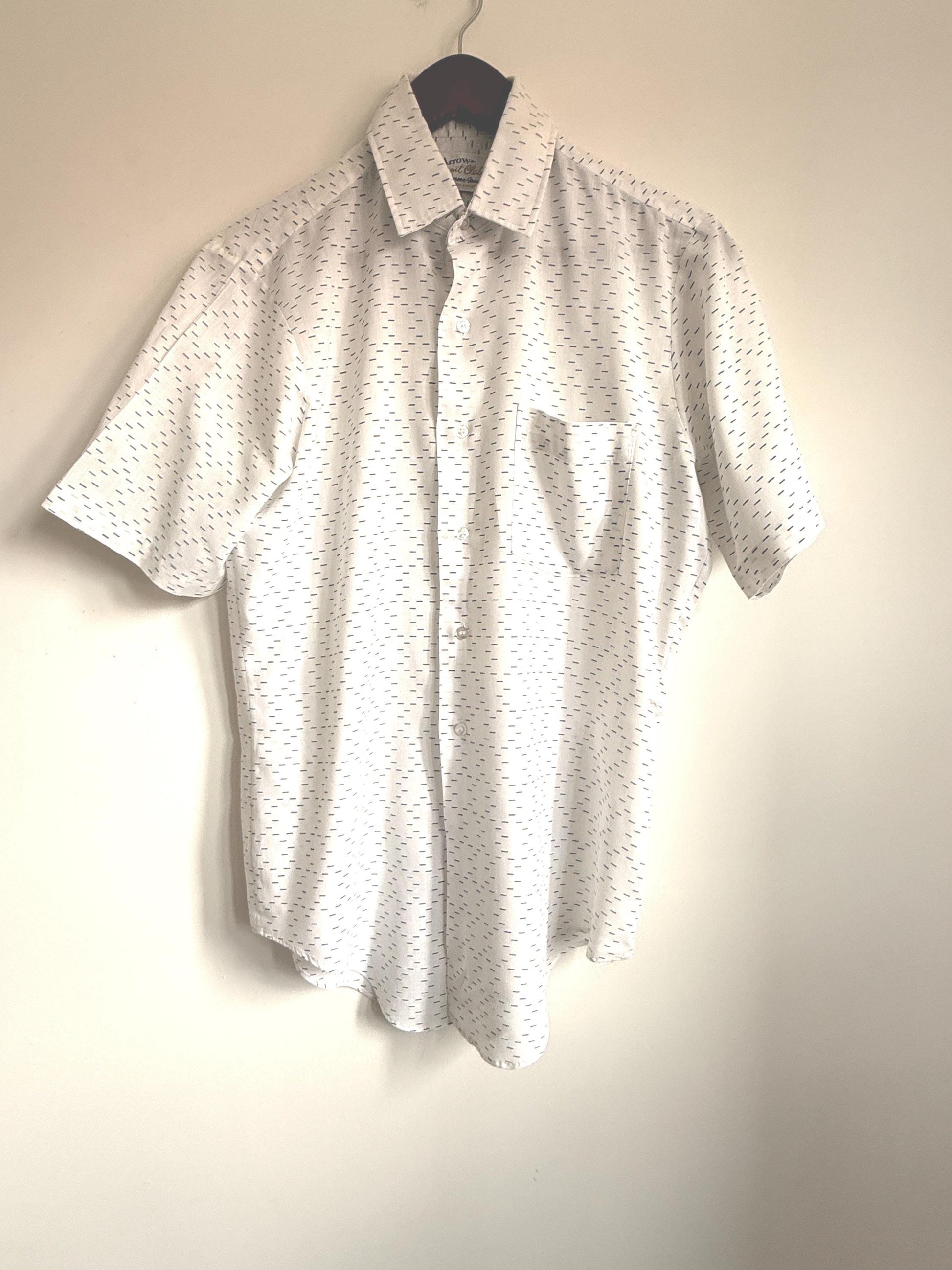 Vintage 1960s-70s Arrow Club Dash Print Short Sleeve Shirt – Mod Style