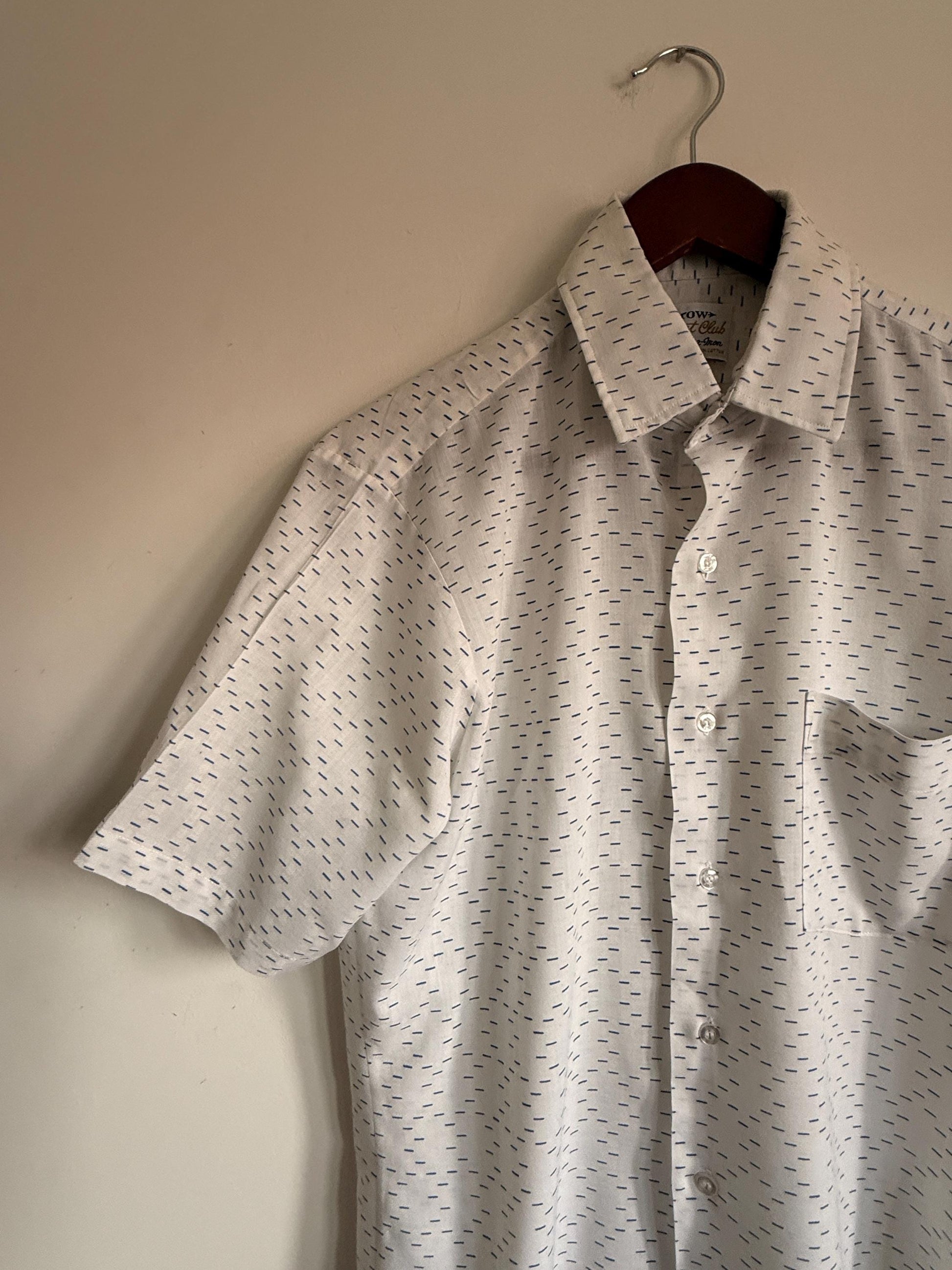 Vintage 1960s-70s Arrow Club Dash Print Short Sleeve Shirt – Mod Style