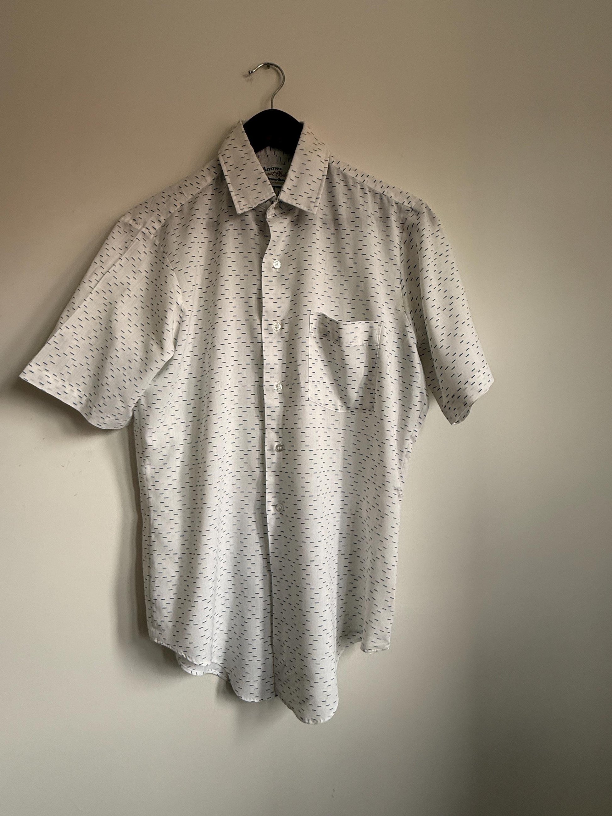 Vintage 1960s-70s Arrow Club Dash Print Short Sleeve Shirt – Mod Style