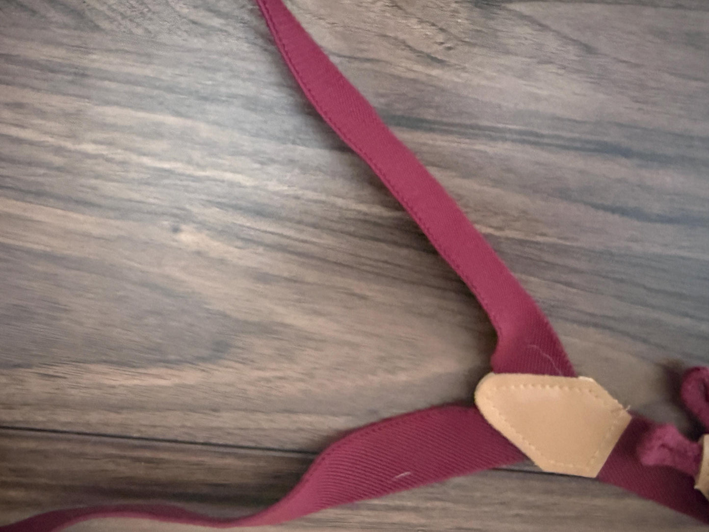 Vintage 1960s 70s Burgundy Men's Button Braces – Leather Trim Traditional Trouser Suspenders