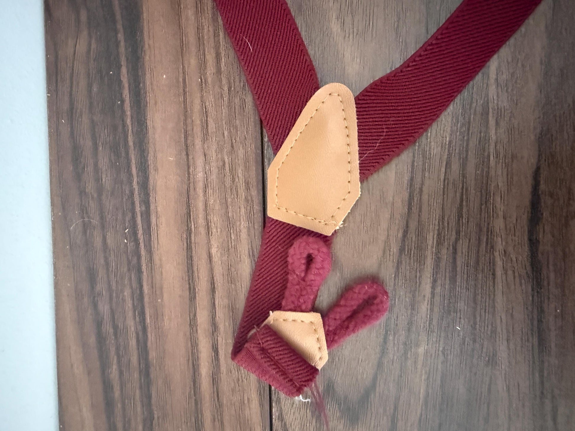 Vintage 1960s 70s Burgundy Men's Button Braces – Leather Trim Traditional Trouser Suspenders