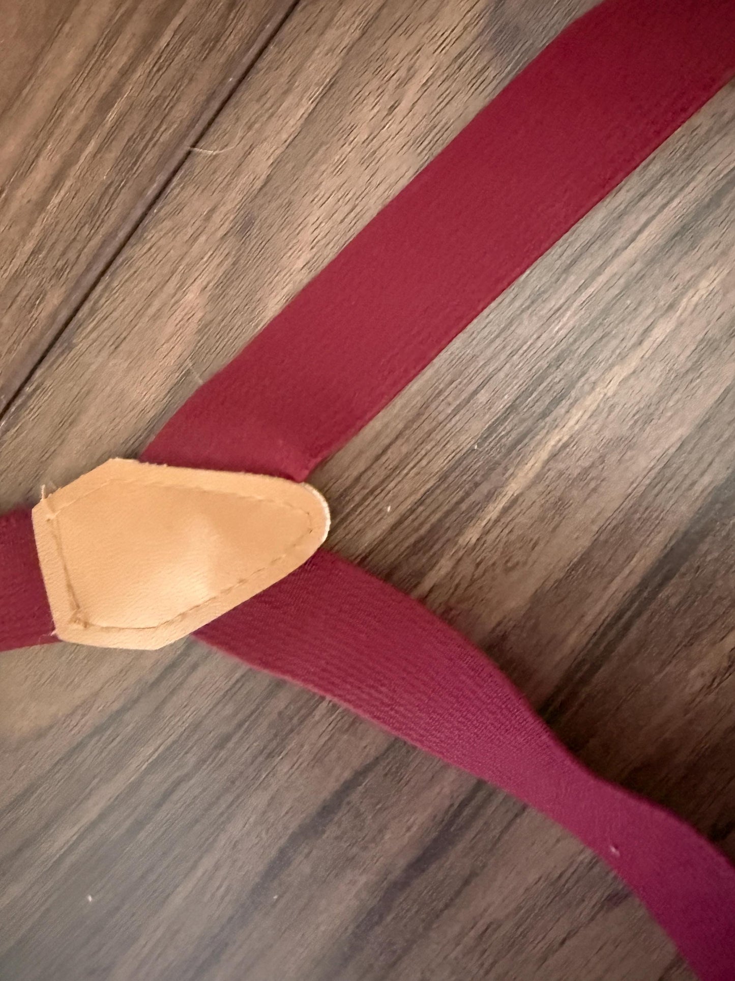 Vintage 1960s 70s Burgundy Men's Button Braces – Leather Trim Traditional Trouser Suspenders