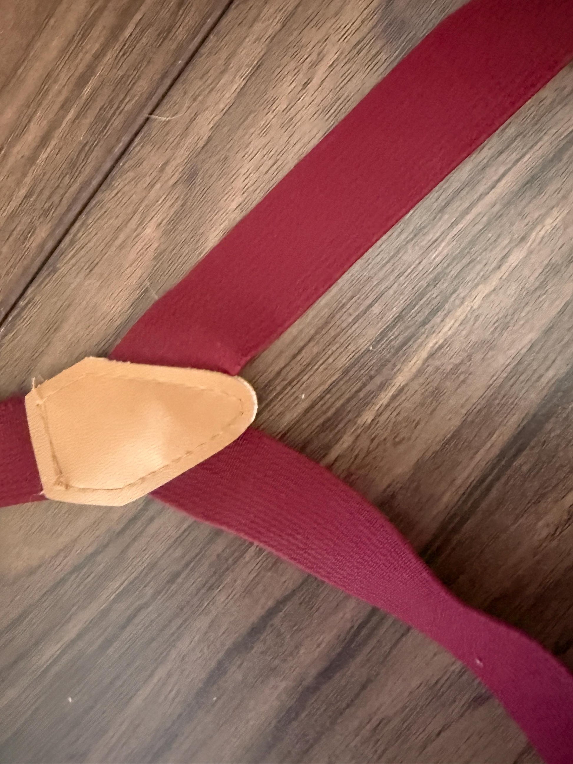 Vintage 1960s 70s Burgundy Men's Button Braces – Leather Trim Traditional Trouser Suspenders