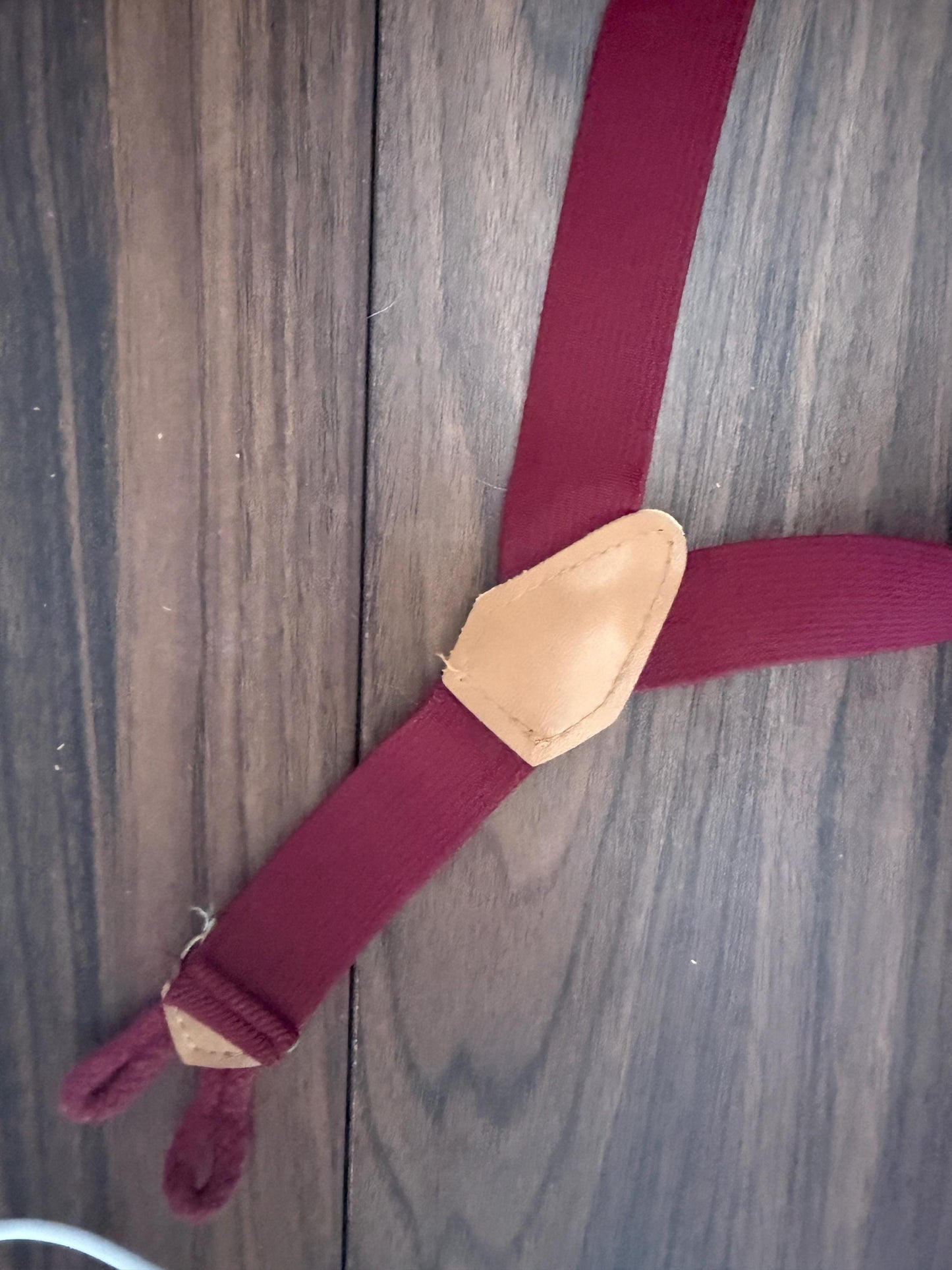 Vintage 1960s 70s Burgundy Men's Button Braces – Leather Trim Traditional Trouser Suspenders
