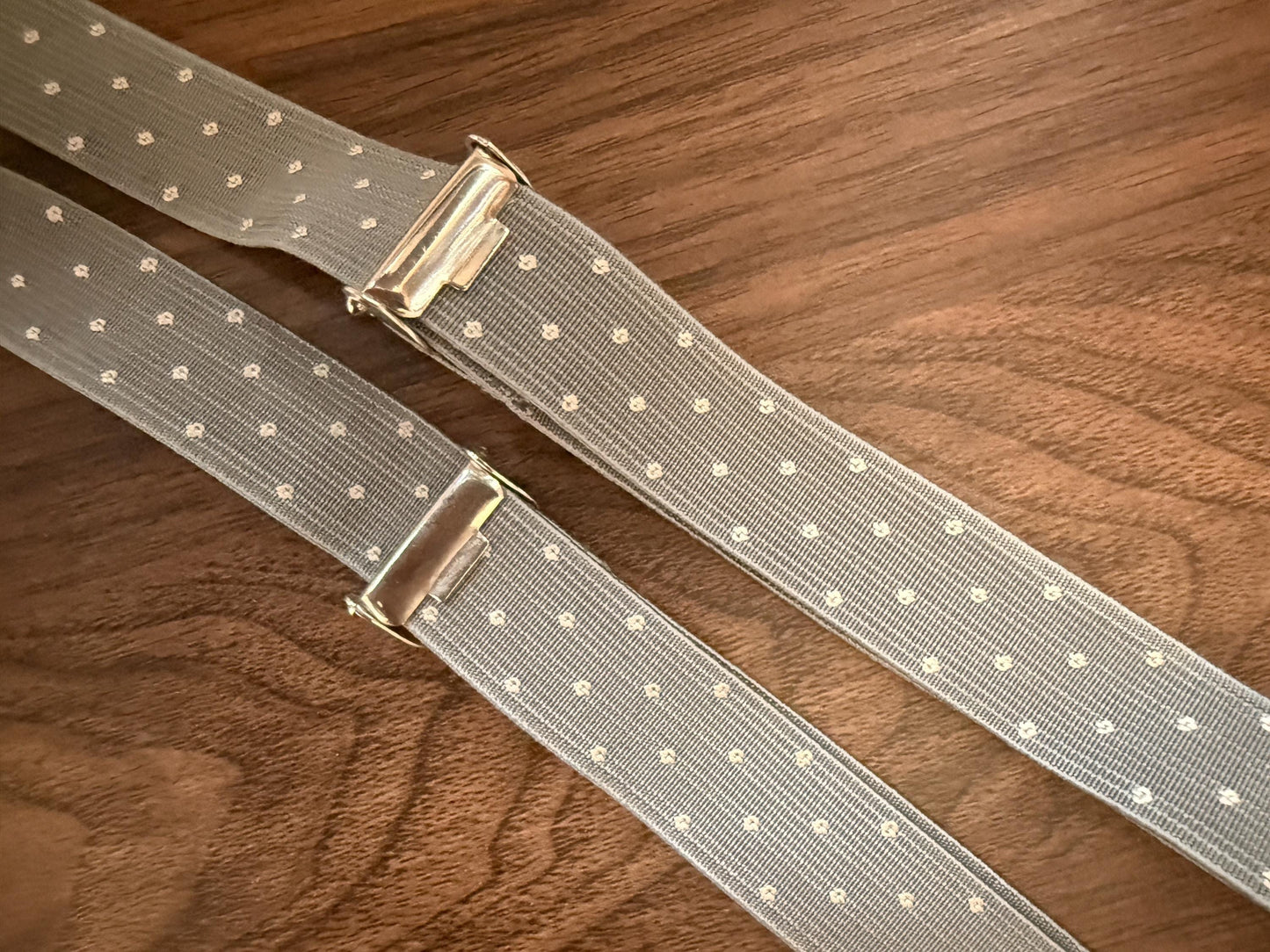 Vintage 1960s 70s Grey Polka Dot Men's Braces – Retro Clip On Trouser Suspenders