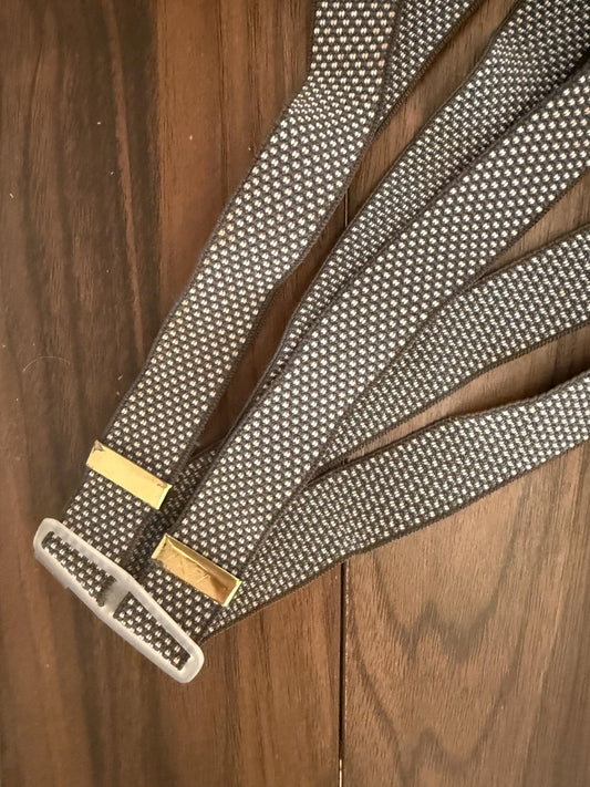 Vintage 1960s 70s West German Men's Braces – Grey Woven Gold Tone Clip Suspenders