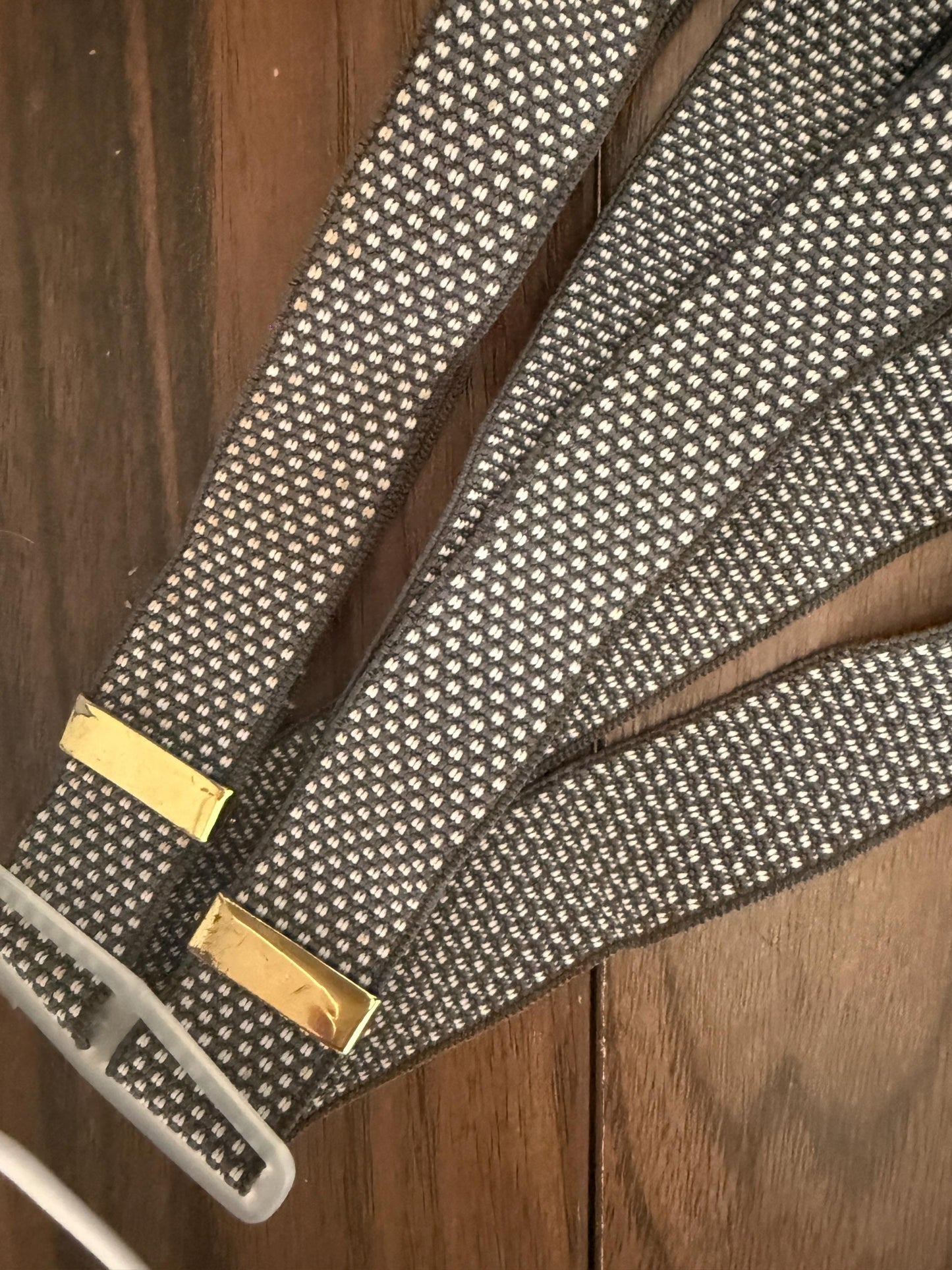 Vintage 1960s 70s West German Men's Braces – Grey Woven Gold Tone Clip Suspenders